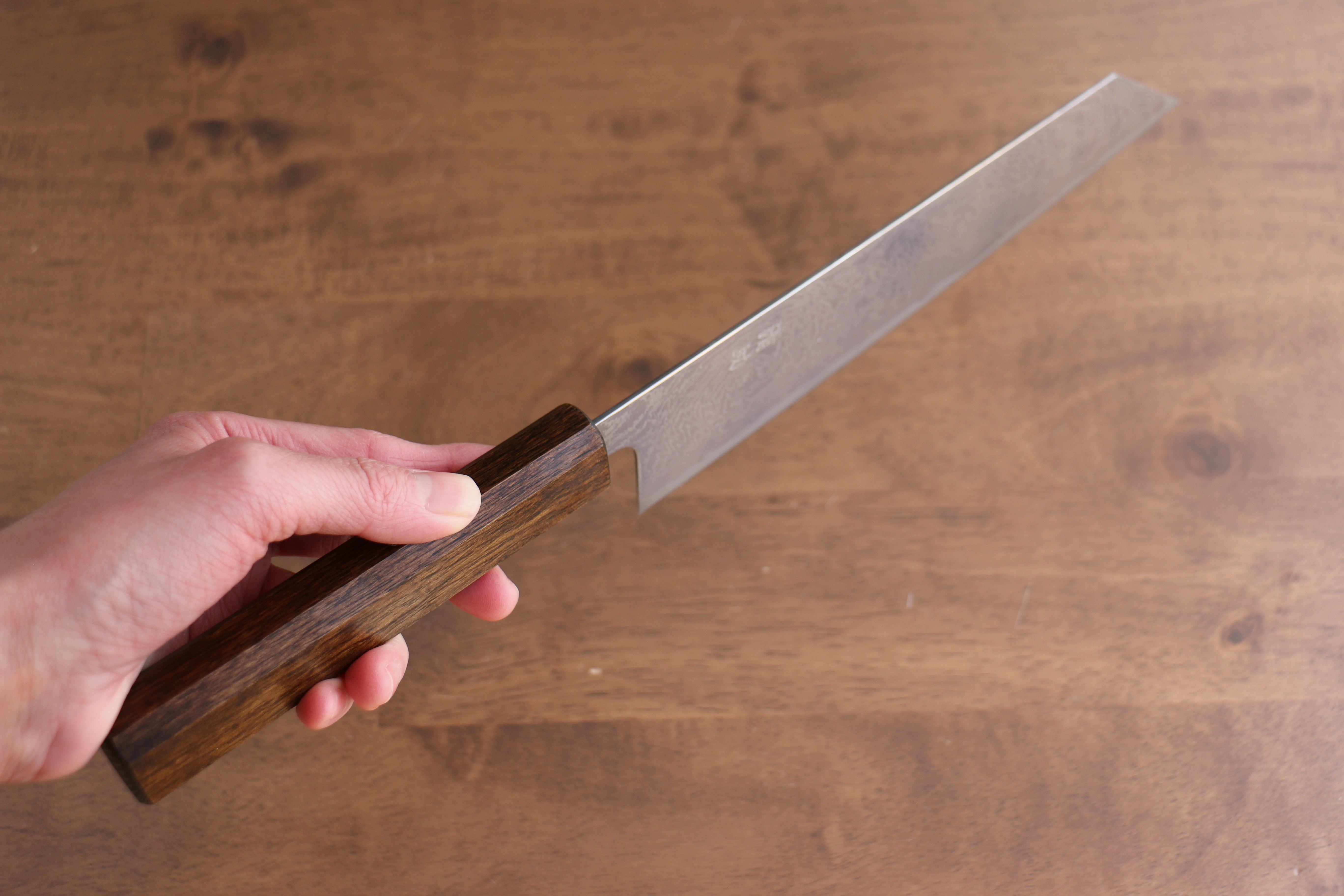 Premium AUS10 Damascus Kiritsuke Gyuto Knife 210mm - Mirrored Finish with Oak Handle - Perfect for Sushi, Sashimi & Japanese Cuisine