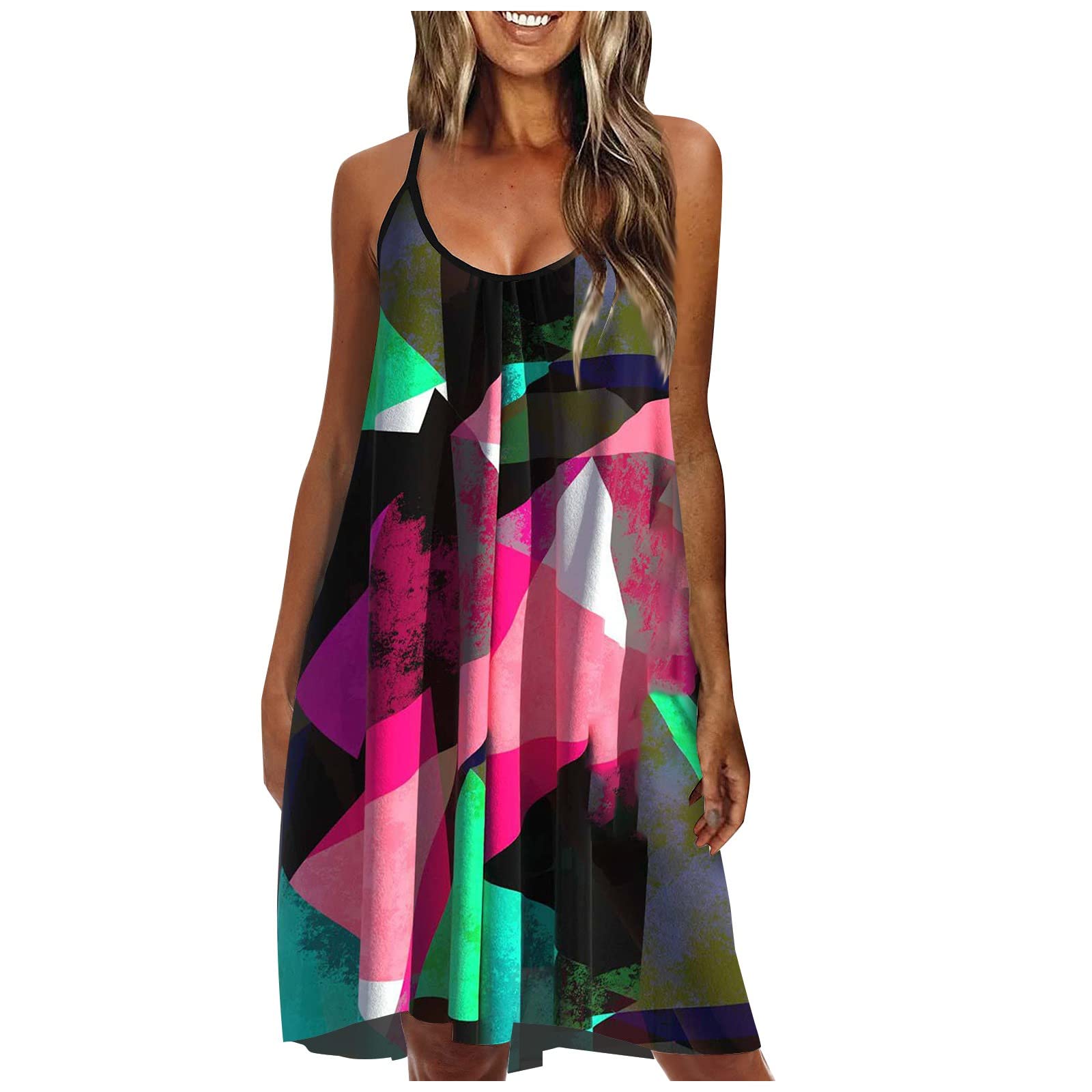 Stylish Women's Summer Dresses - Casual Sexy Sleeveless Boho Print Beach Sundress | Perfect for Vacations, Pool Parties & Outdoor Date Nights