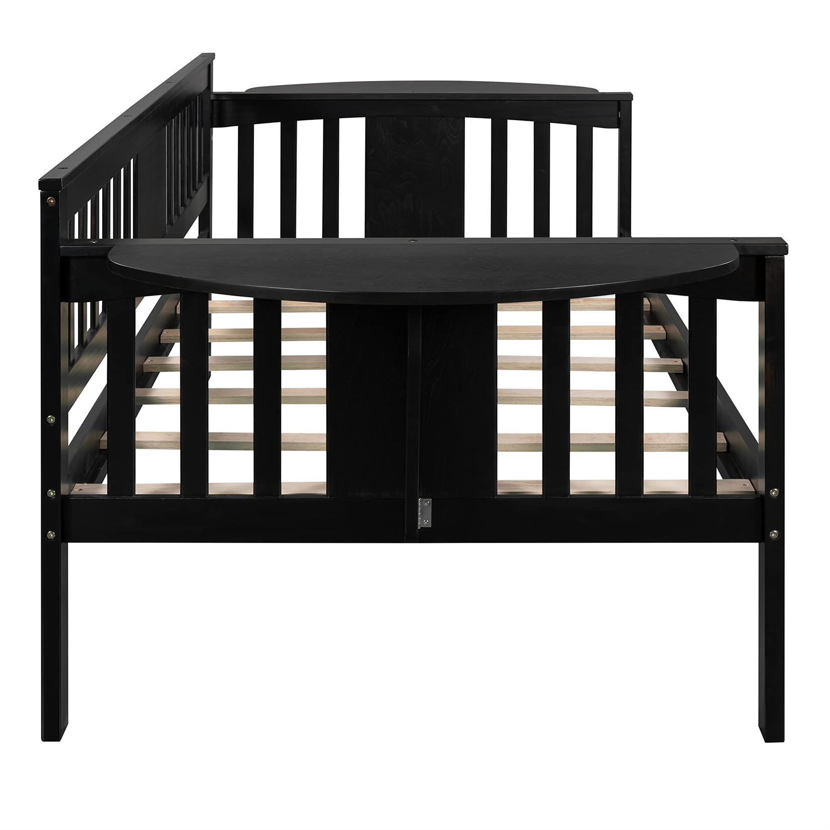 Twin Size Wooden Daybed Frame for Kids & Adults - Convertible Sofa Bed for Bedroom & Living Room - Espresso Finish - Perfect for Guest Rooms, Small Spaces & Multi-Functional Furniture Needs