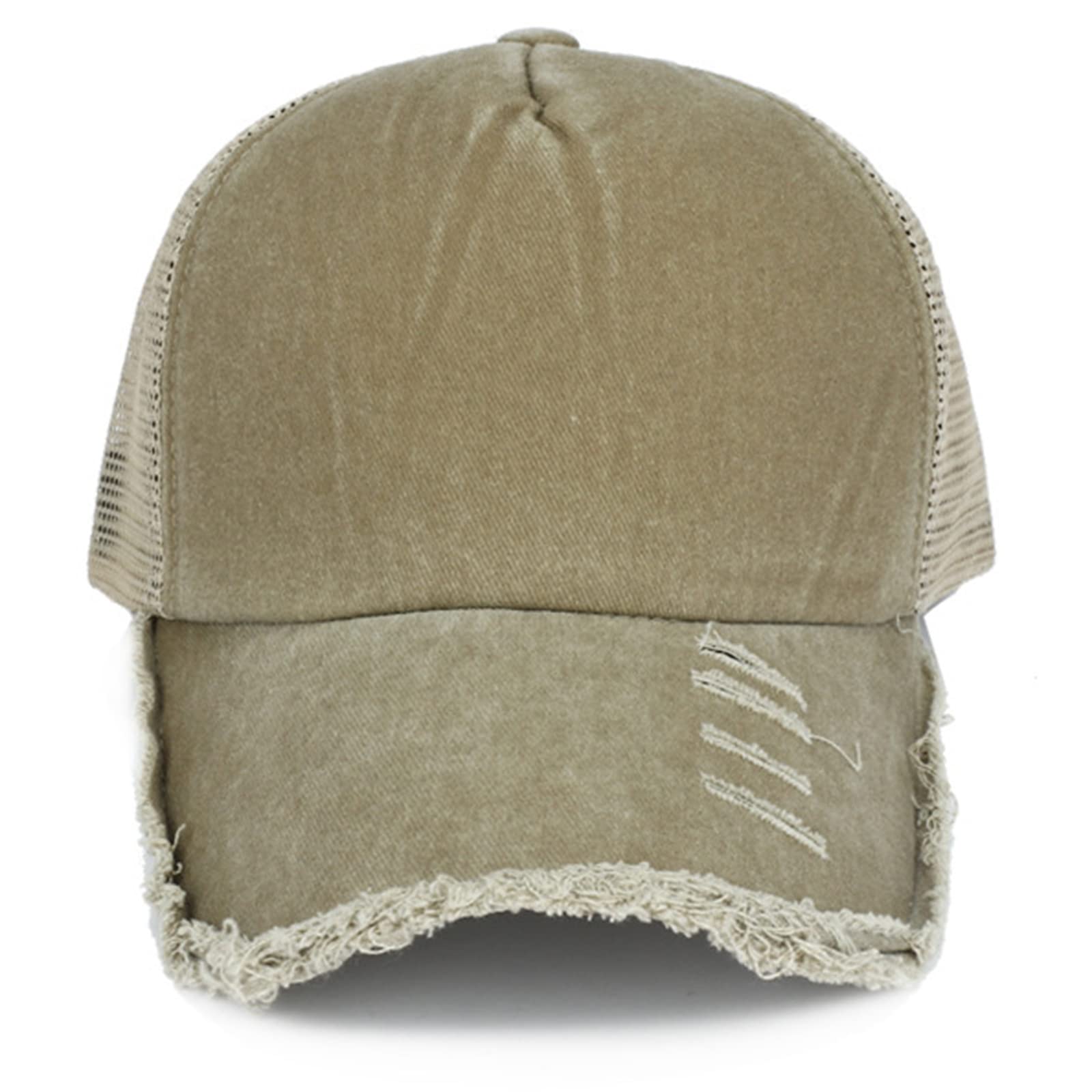 **Distressed Cotton Women's Baseball Cap - Breathable Mesh Sun Hat for Soccer, Sports & Hip Hop Style - Perfect for Summer Outdoor Activities**