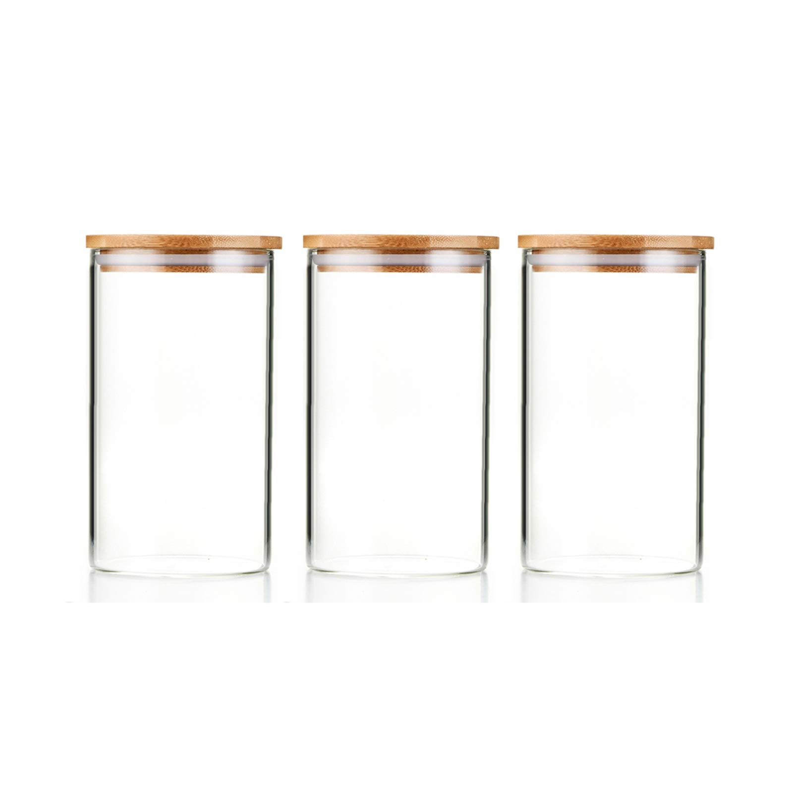 SWEEJAR 40 oz Glass Canisters with Airtight Bamboo Lid (Set of 3) - Premium Food Storage Jars for Kitchen, Pantry & Countertop - Ideal for Tea, Coffee, Sugar, Flour & Dry Goods Organization