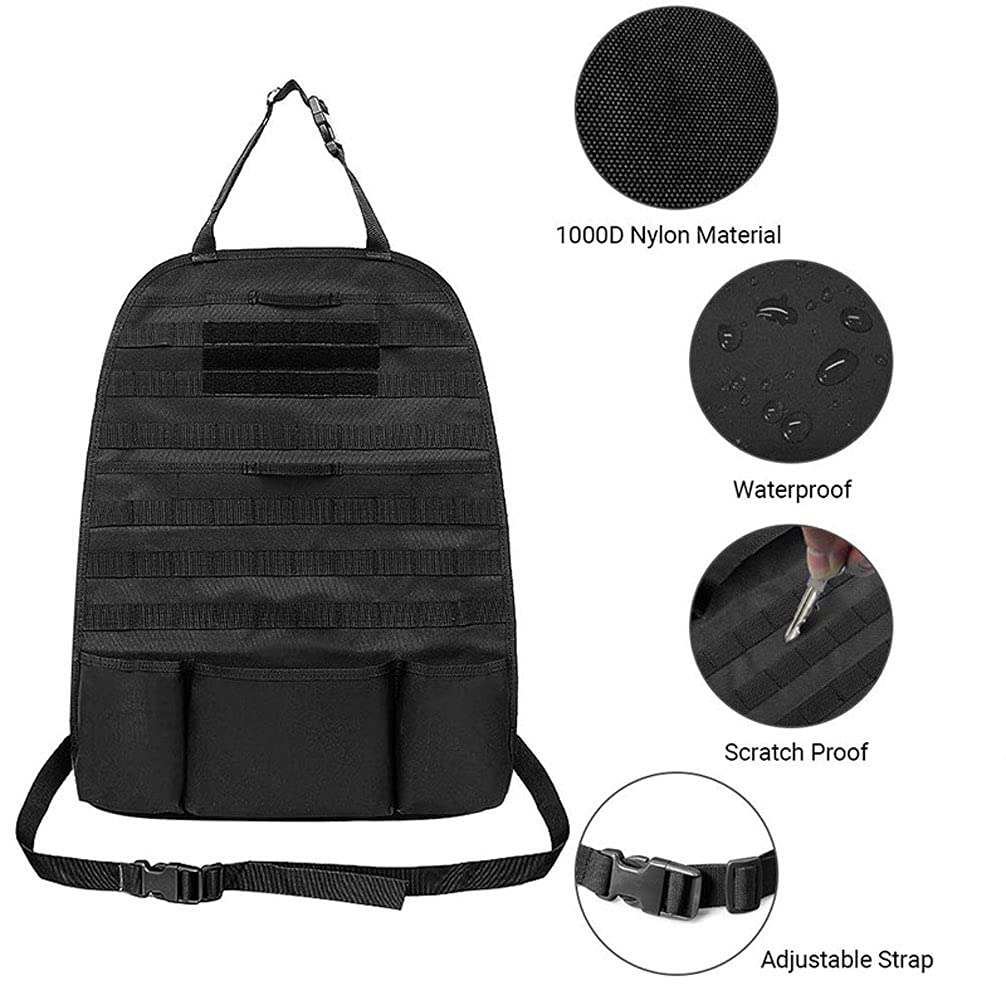 Tactical MOLLE Seat Back Organizer - Durable Car Seat Cover Protector with Vehicle Panel (TAN) - Perfect for SUV, Truck & Off-Road Adventures