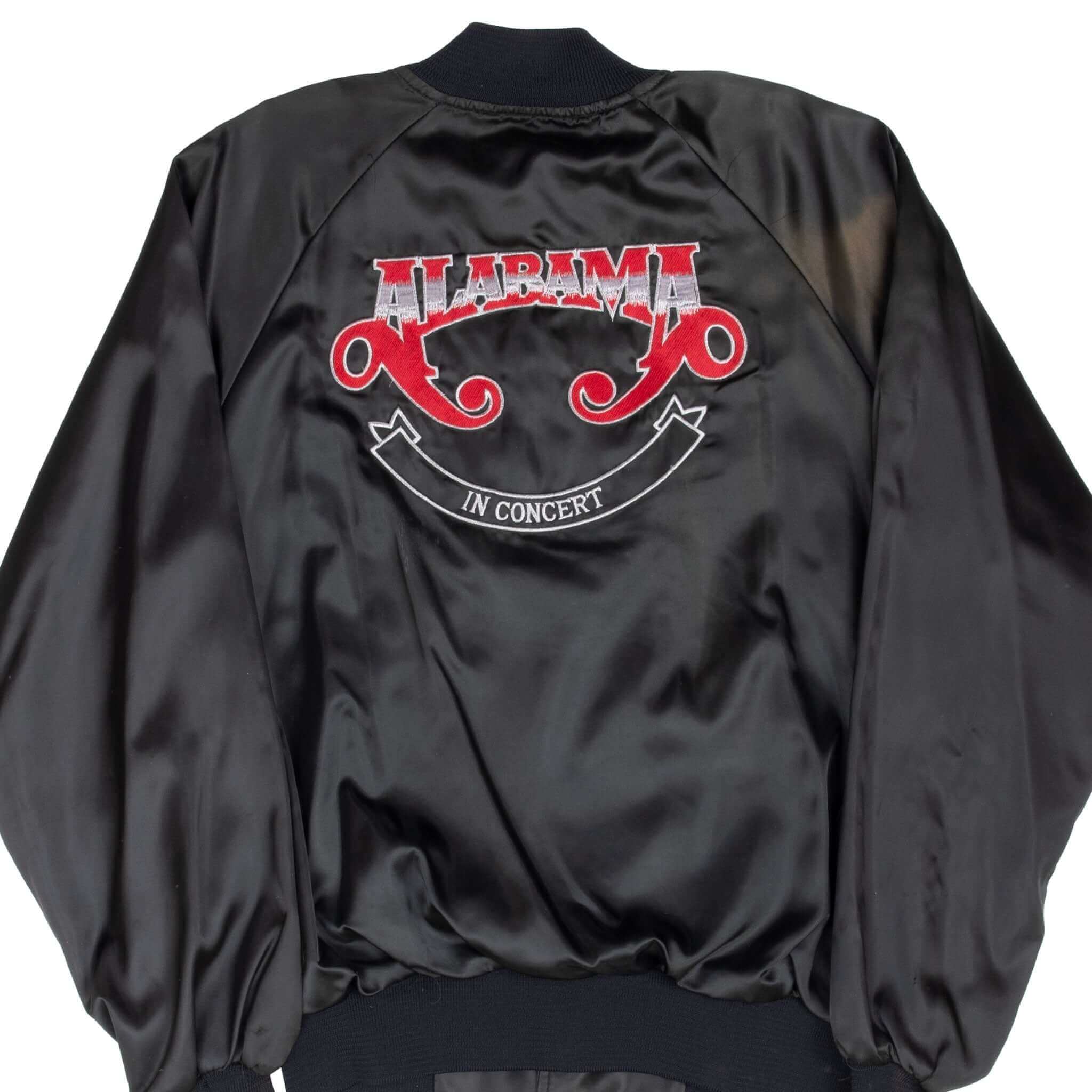 Vintage Alabama Concert Satin Bomber Jacket 1990s Large - Made in USA - Retro Music Tour Merch - Perfect for Concerts, Music Festivals & 90s Themed Parties