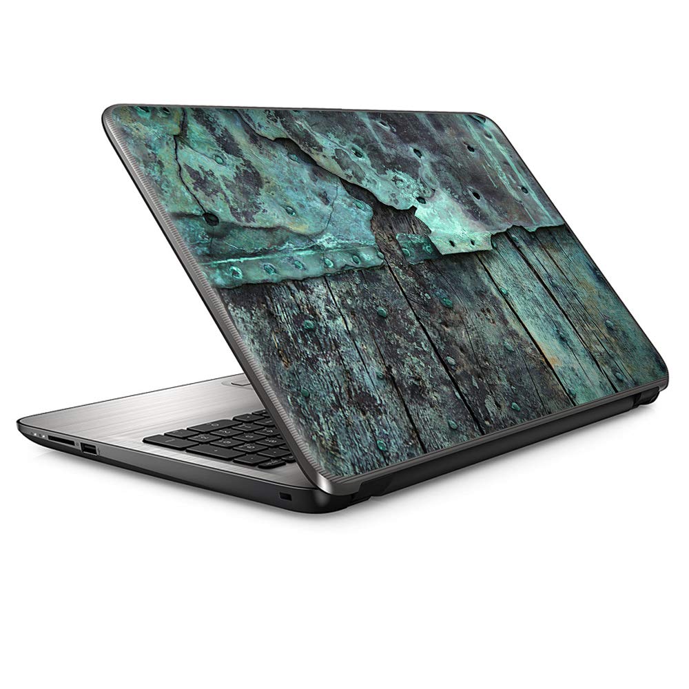 15.6 Inch Laptop Skin Vinyl Sticker Cover - Universal Fit for HP, Lenovo, Apple MacBook, Dell, Asus, Acer (May Require Trimming) - Patina Metal & Wood Blue Design - Perfect for Work, School, and Travel Protection