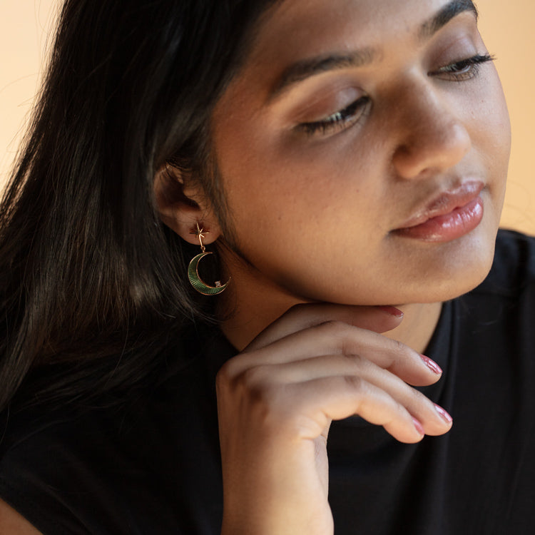 La Lune Teal Green Earrings for Women - Handmade Bohemian Dangle Earrings - Perfect for Parties, Weddings & Everyday Wear