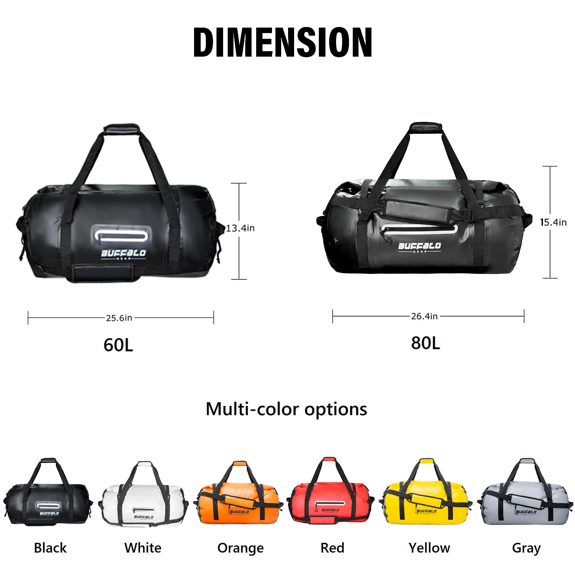 Waterproof Duffle Bag 40L 60L 80L - Heavy Duty Roll-top Dry Bag for Travel, Kayaking, Rafting, Boating, Fishing & Camping | Ideal for Outdoor Adventures & Water Sports Gear Storage