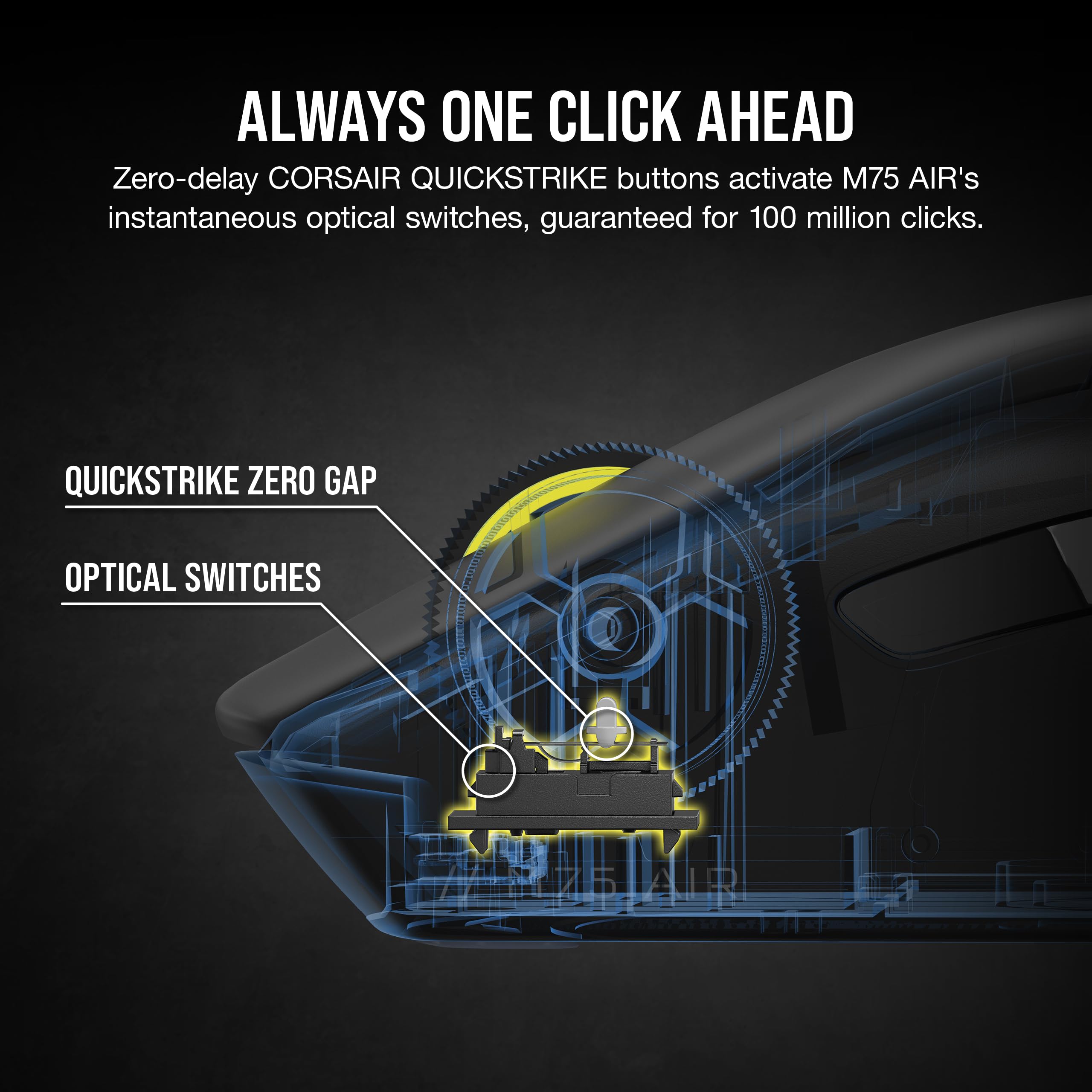 CORSAIR M75 AIR Wireless Ultra Lightweight Gaming Mouse - 26K DPI Optical Sensor, 100Hr Battery Life, Dual 2.4GHz & Bluetooth Connectivity, iCUE Software Compatible - Black RGB Gaming Mouse for PC, Mac, Esports & FPS Gaming