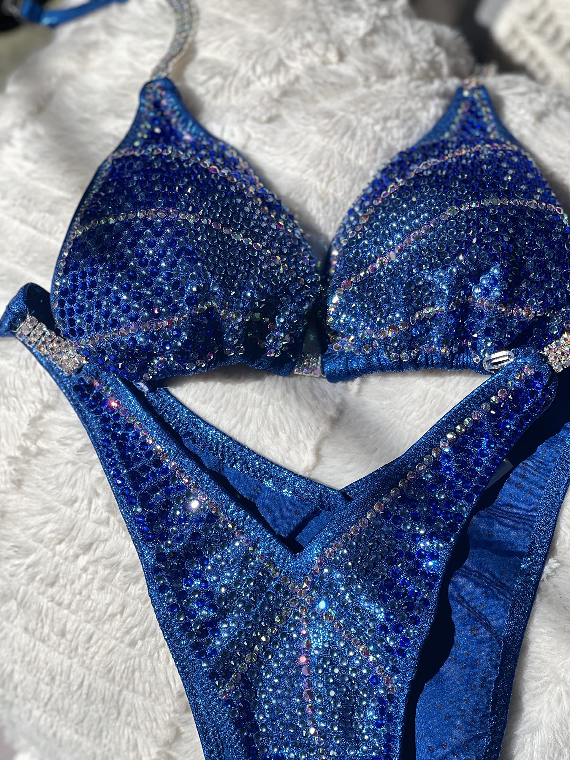 Blue Ombre Figure Competition Bikini - Physique Posing Suit for Women (XS Hips 28