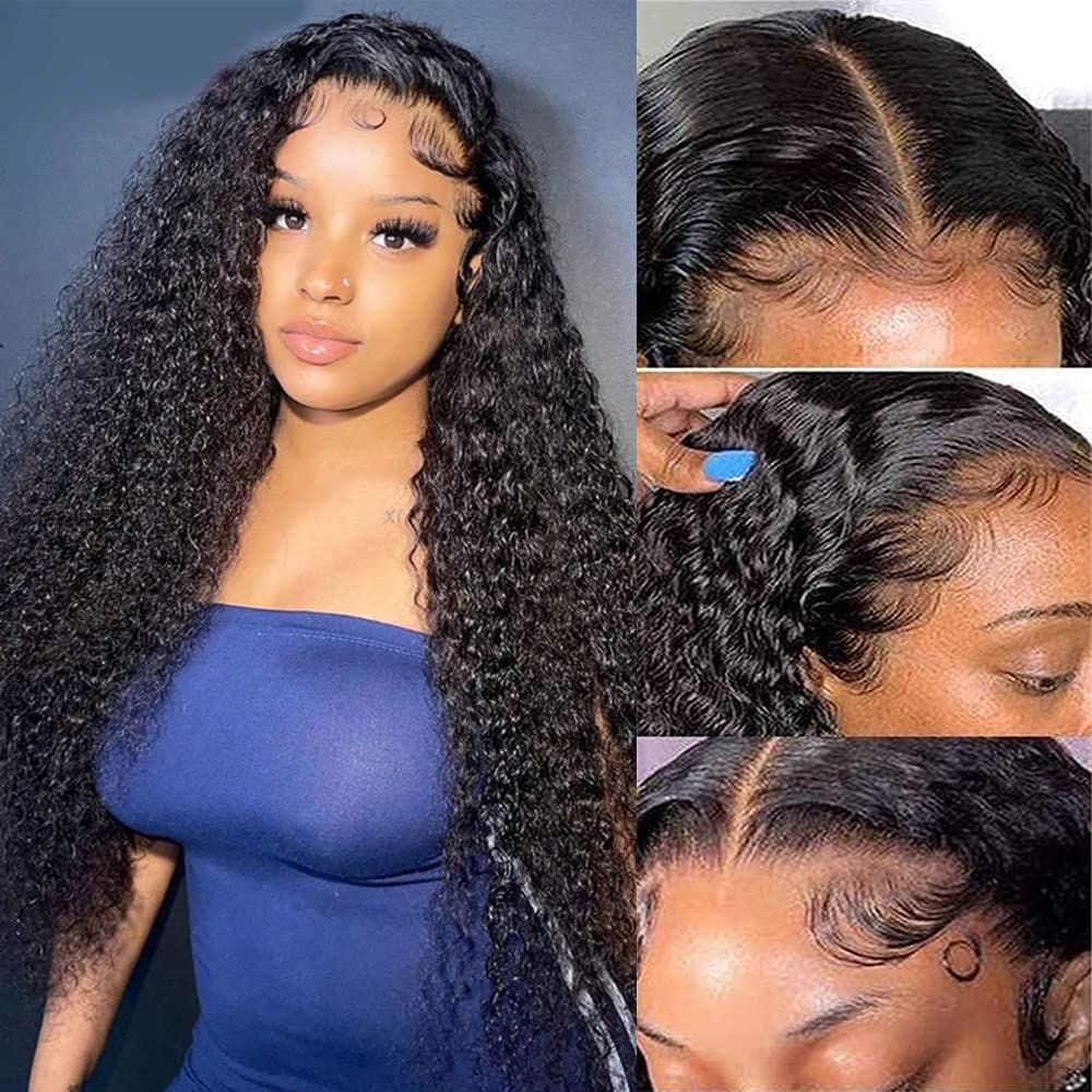 Kspwond 13x4 HD Transparent Lace Front Wig - Brazilian Deep Curly Human Hair for Black Women | Pre-Plucked Hairline, 180% Density, 20 Inch Natural Color | Perfect for Daily Wear, Parties & Special Occasions