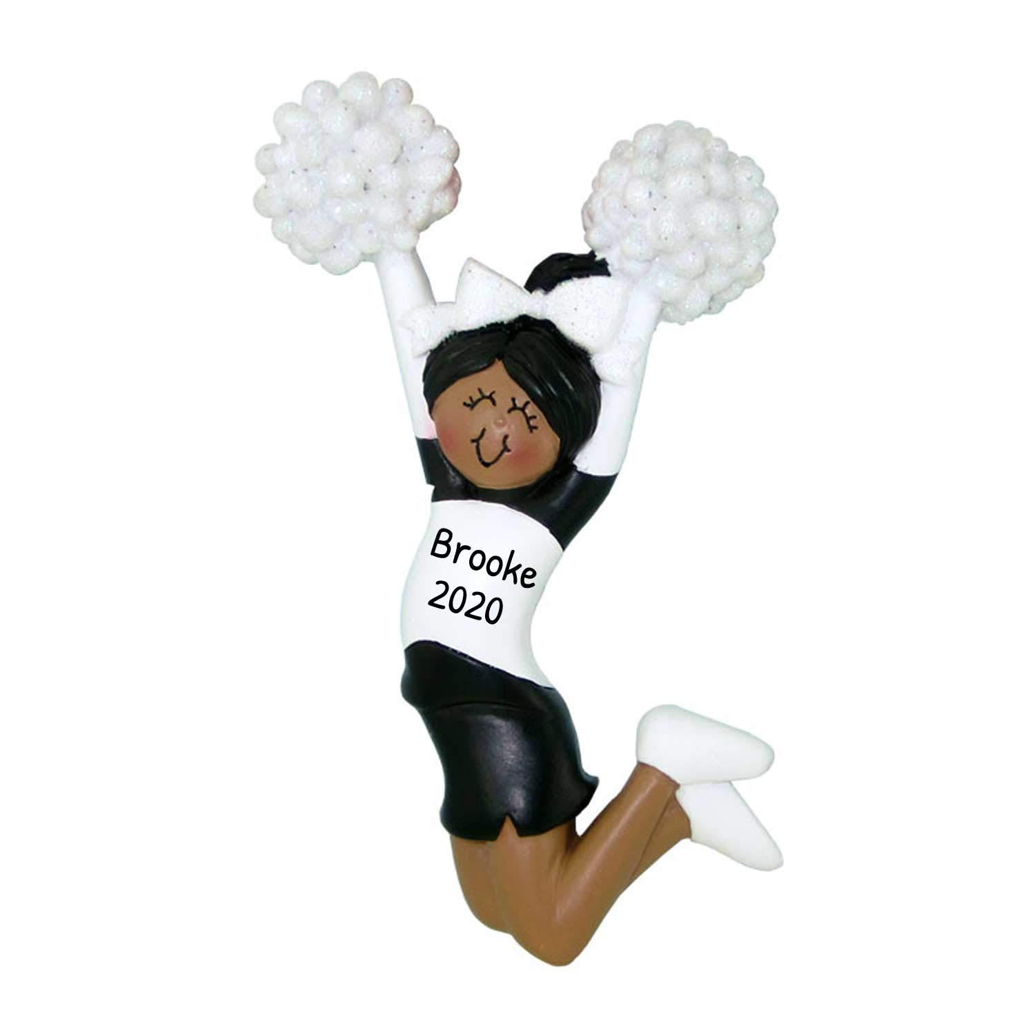 2024 Personalized Cheerleader Christmas Ornaments - Black Cheer Dance Decorations for Girls, African American Holiday Tree Decor - Perfect for Cheerleading Teams, Christmas Gifts & Festive Home Decor by Elves