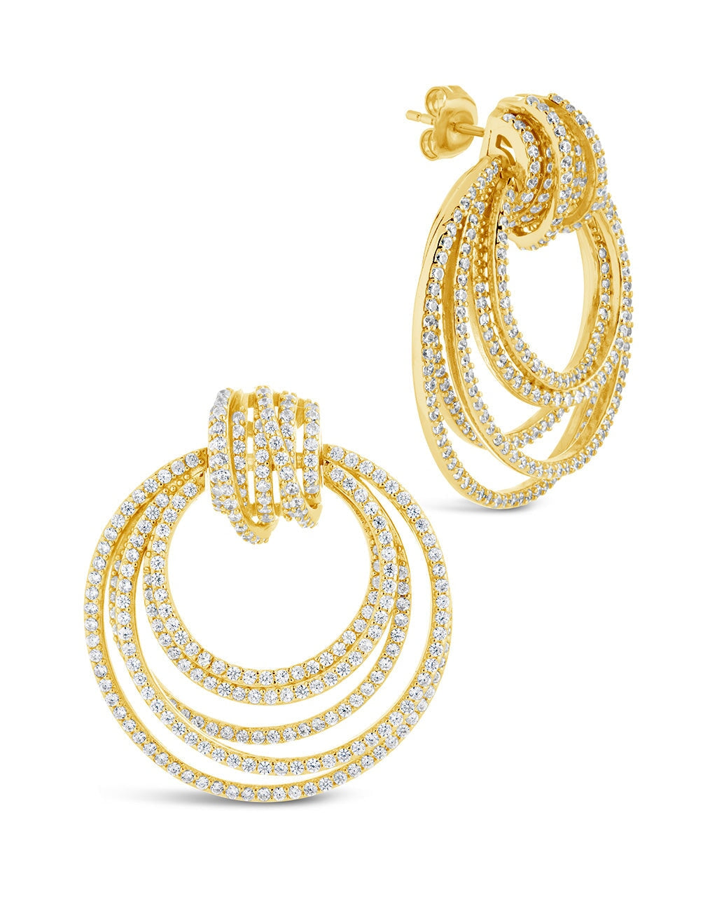 Jordana CZ Statement Circle Stud Earrings for Women - Sparkling Cubic Zirconia Fashion Jewelry for Party, Wedding & Evening Out