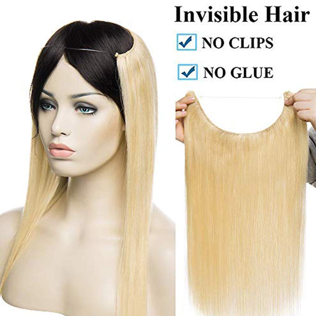 24 Inch Real Human Hair Extensions - Invisible Wire Fishline Clip-Ins, 120g 28cm Wide, 99J Red Wine Color - Perfect for Parties, Weddings & Everyday Styling