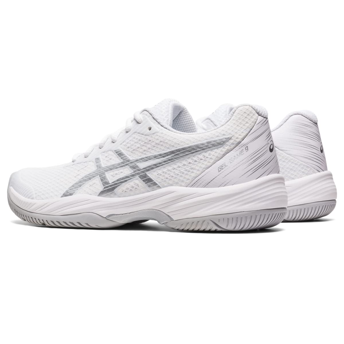 ASICS Women's Gel-Game 9 Tennis Shoes - White/Pure Silver - Size 6.5 - Lightweight & Supportive Court Shoes for Women's Tennis, Training & Casual Wear