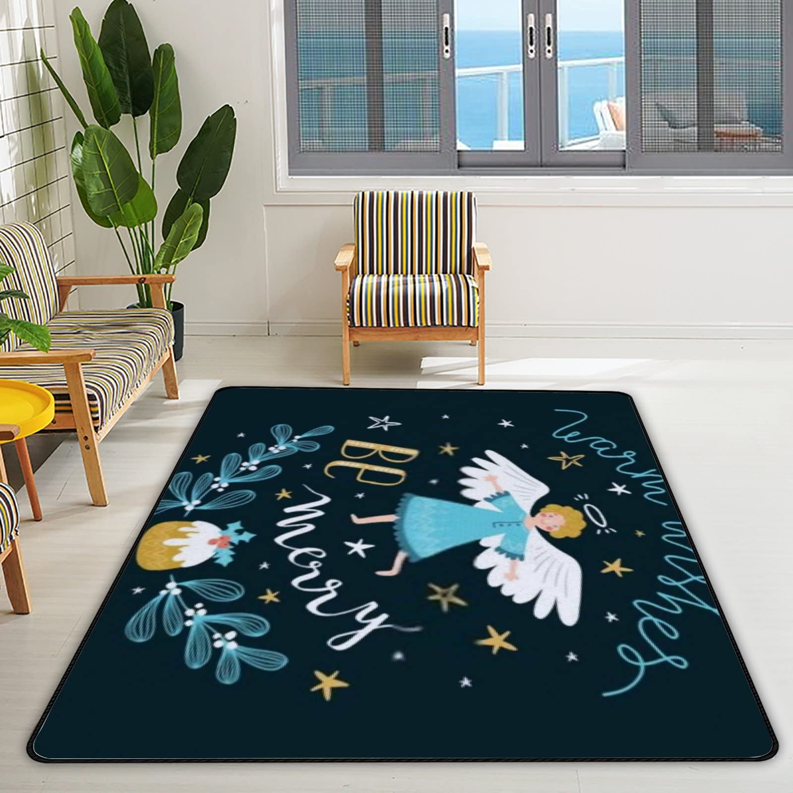 Non-Slip Soft Area Rugs 60x39in - Christmas Angel Collection for Bedroom, Living Room, Nursery, Dorm & Office Decor | Cozy Floor Mats, Runner Carpets for Kids & Home