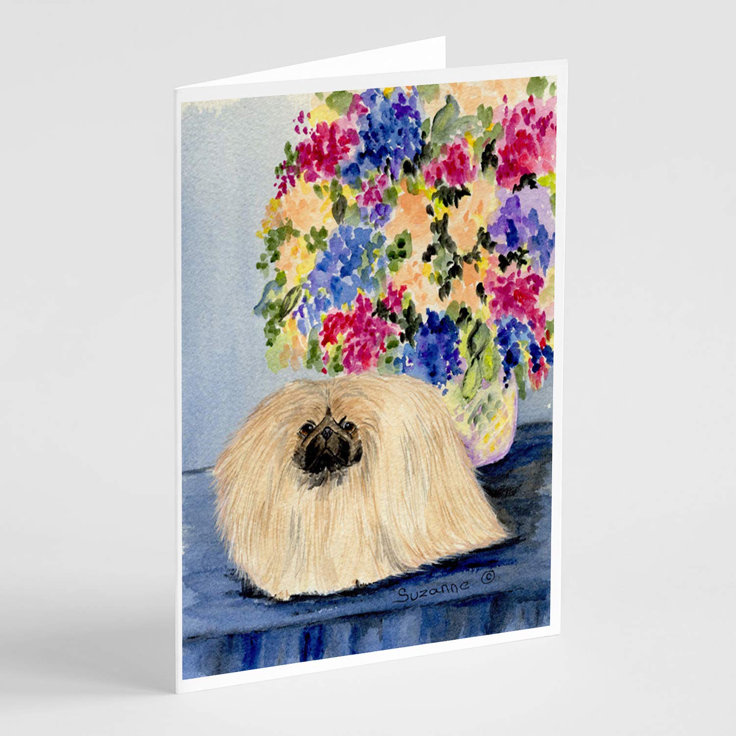 Pekingese Greeting Cards - Pack of 8 Blank A7 Note Cards (5x7) with Envelopes | Whimsical Dog-Themed Stationery for Birthdays, Thank You Notes & Special Occasions