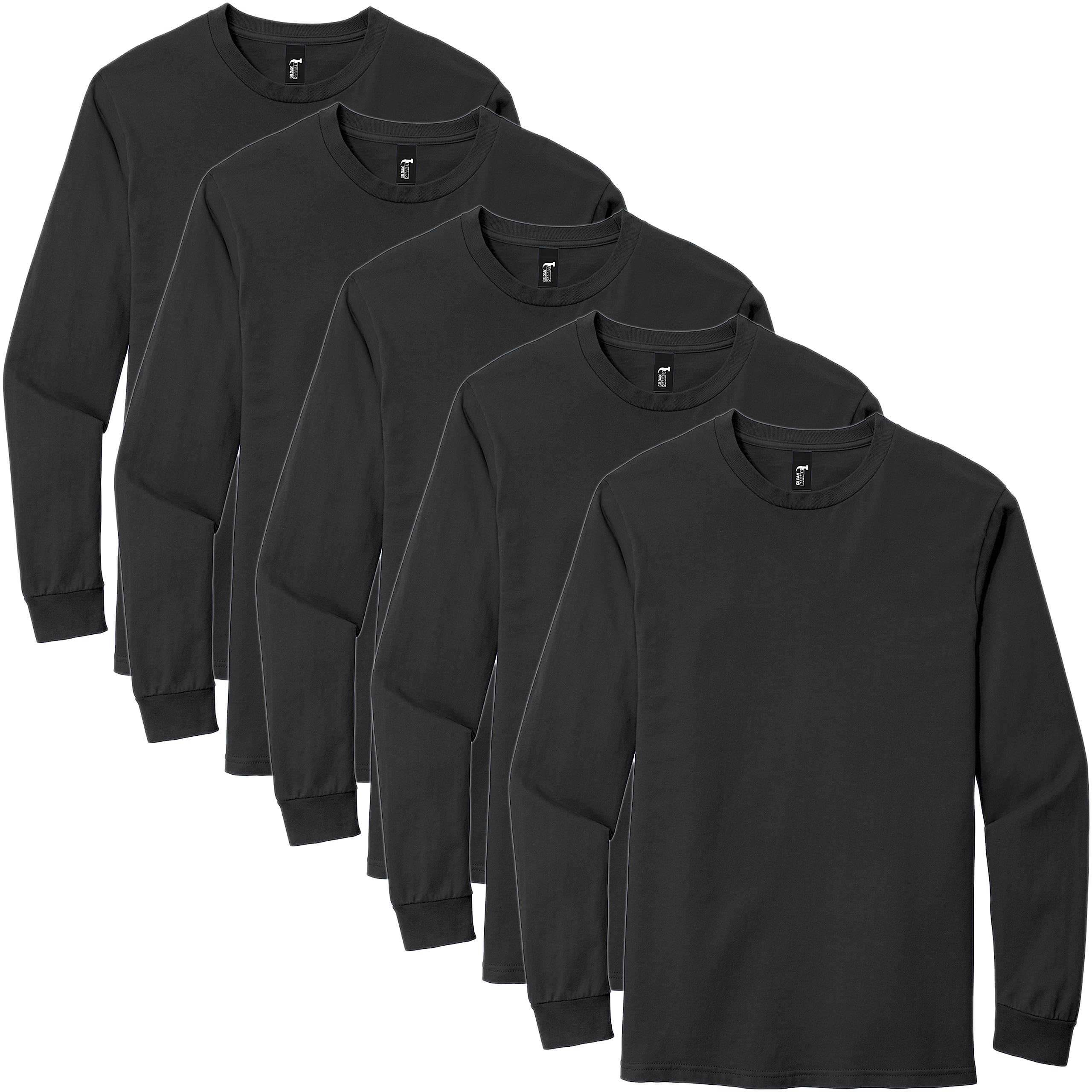 Gildan Hammer H400 Long Sleeve T-Shirt for Men - Soft Cotton Crewneck Shirt - Black - XL (5-Pack) - Perfect for Work, Gym & Casual Wear