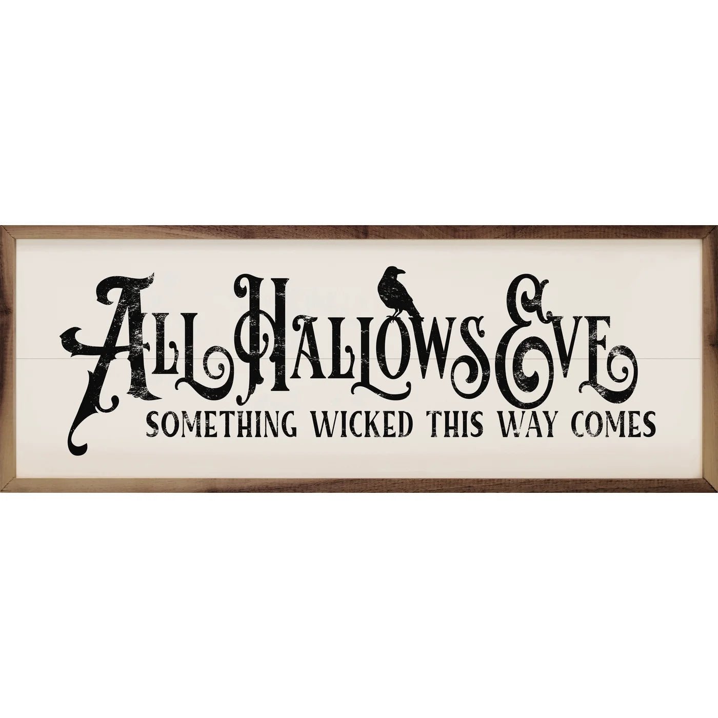 Halloween Decor - Spooky 'Something Wicked' Framed Wood Wall Art Print for Home, Office & Haunted House Decorations