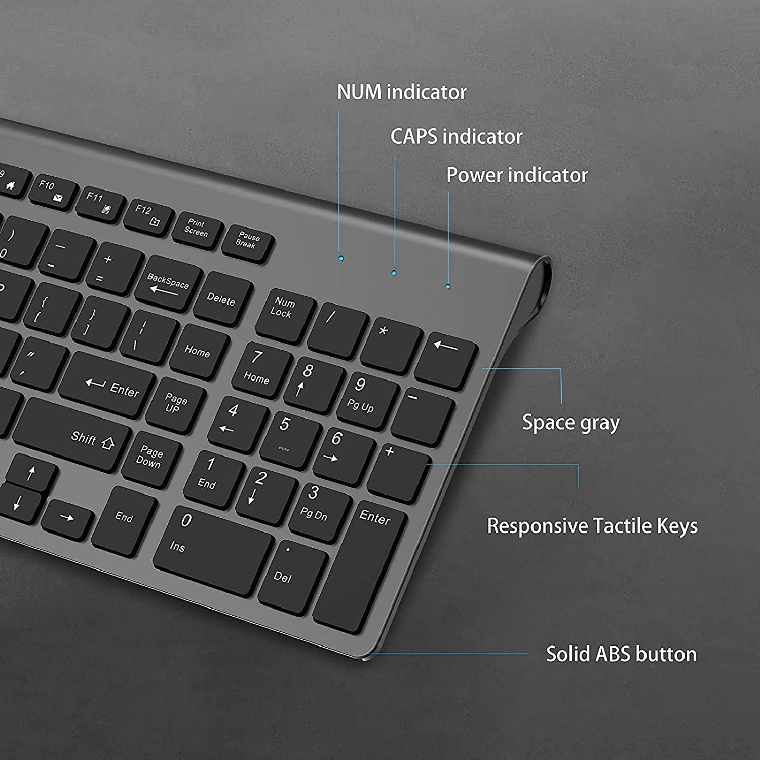 J JOYACCESS 2.4G Wireless Keyboard and Mouse Combo - Ergonomic Design for Comfort Typing, Compatible with PC, Windows, Laptop, Desktop, Chromebook & Mac (Grey) - Perfect for Office Work, Gaming & Home Computing