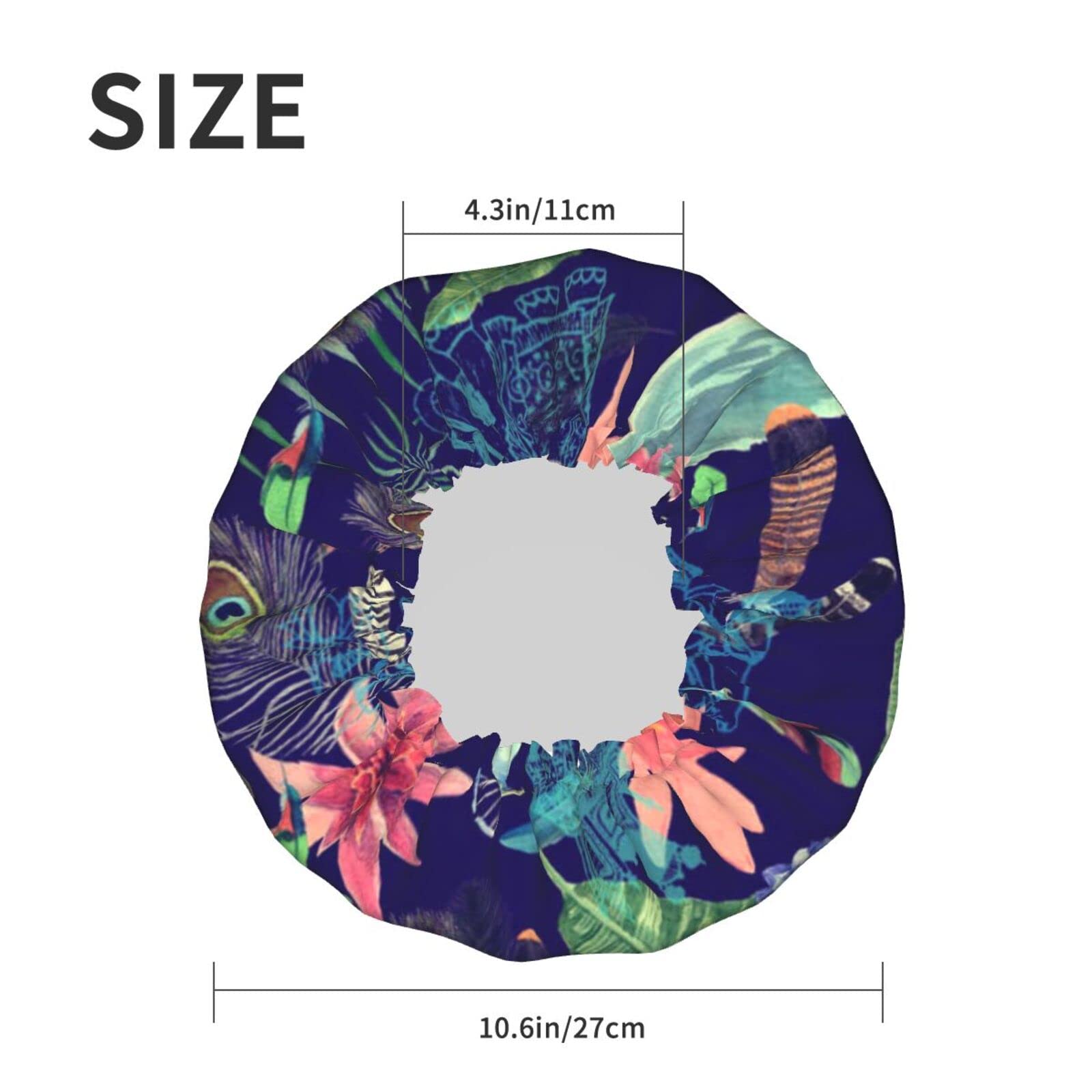 Waterproof Reusable Shower Cap for Women - Cute Monkey Peacock Design Bath Hair Cap for Shower & Bathing | Perfect for Spa, Swimming & Hair Care Routines