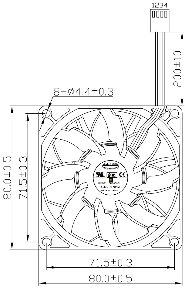 Everflow F128038BUAF 80x80x38mm PWM Ultra High Speed Cooling Fan - Perfect for PC, Gaming Rig, Server & Electronics Cooling Systems