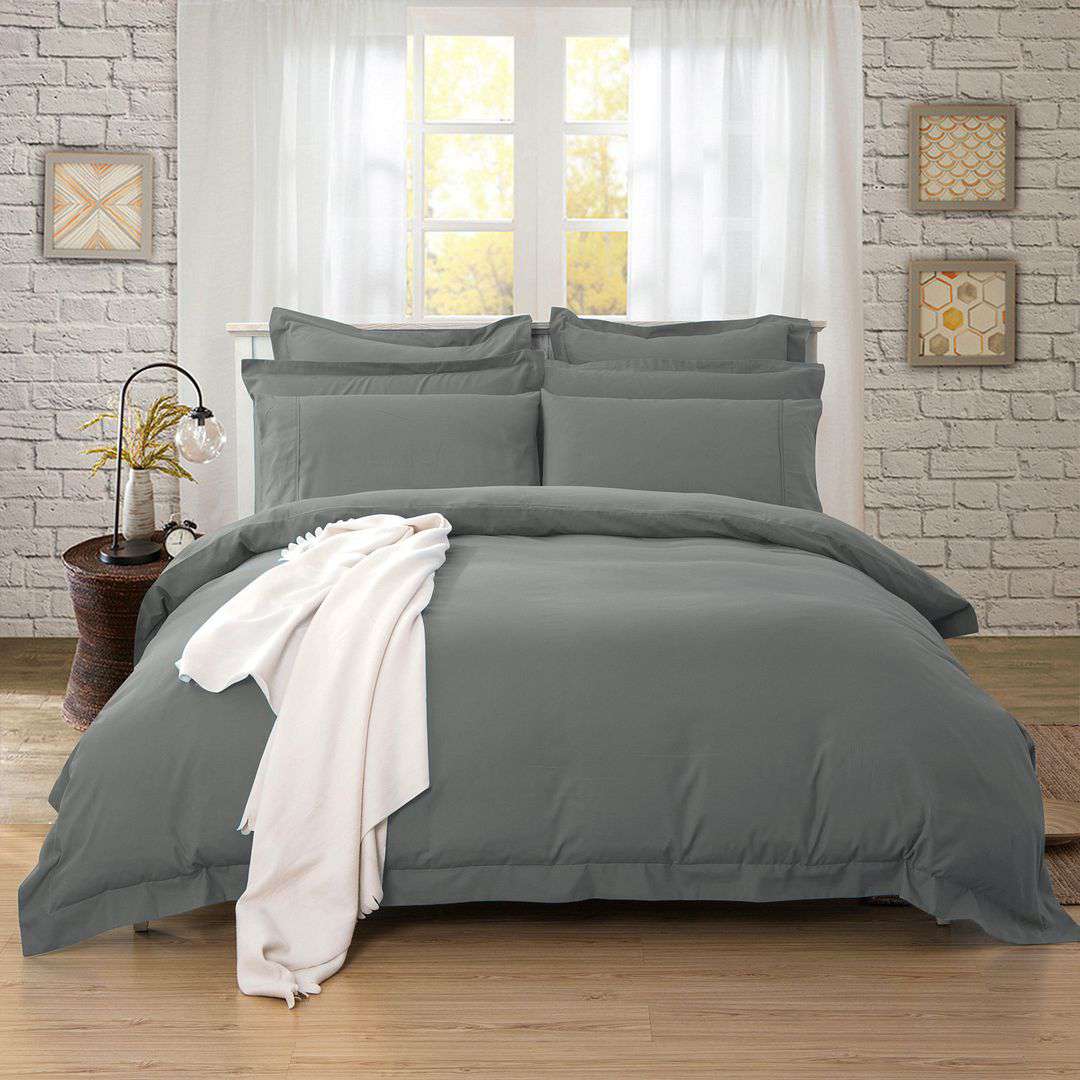 Premium 1000TC King Size Quilt Cover Set - Charcoal Gray | Luxury Bedding for Master Bedroom & Guest Room | Soft & Breathable Duvet Cover with Zipper Closure
