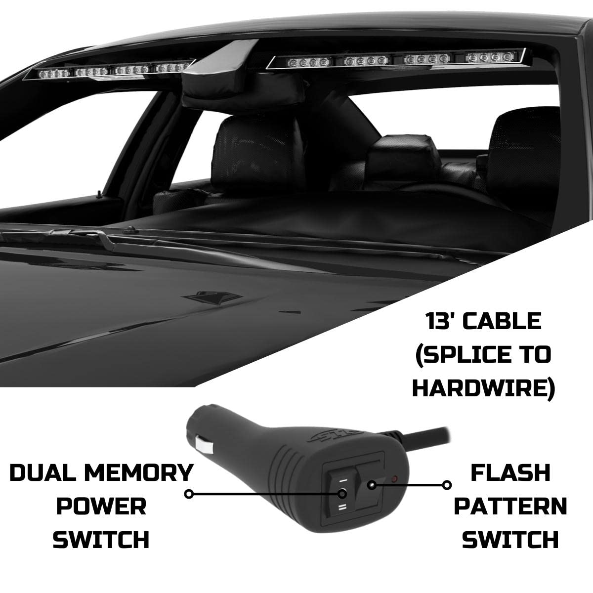 SpeedTech Raptor-X TIR LED Strobe Light Bar - Amber/Clear Emergency Vehicle Lights for Police, Trucks & SUVs with Cigarette Lighter Plug - Perfect for Roadside Emergencies & Night Visibility