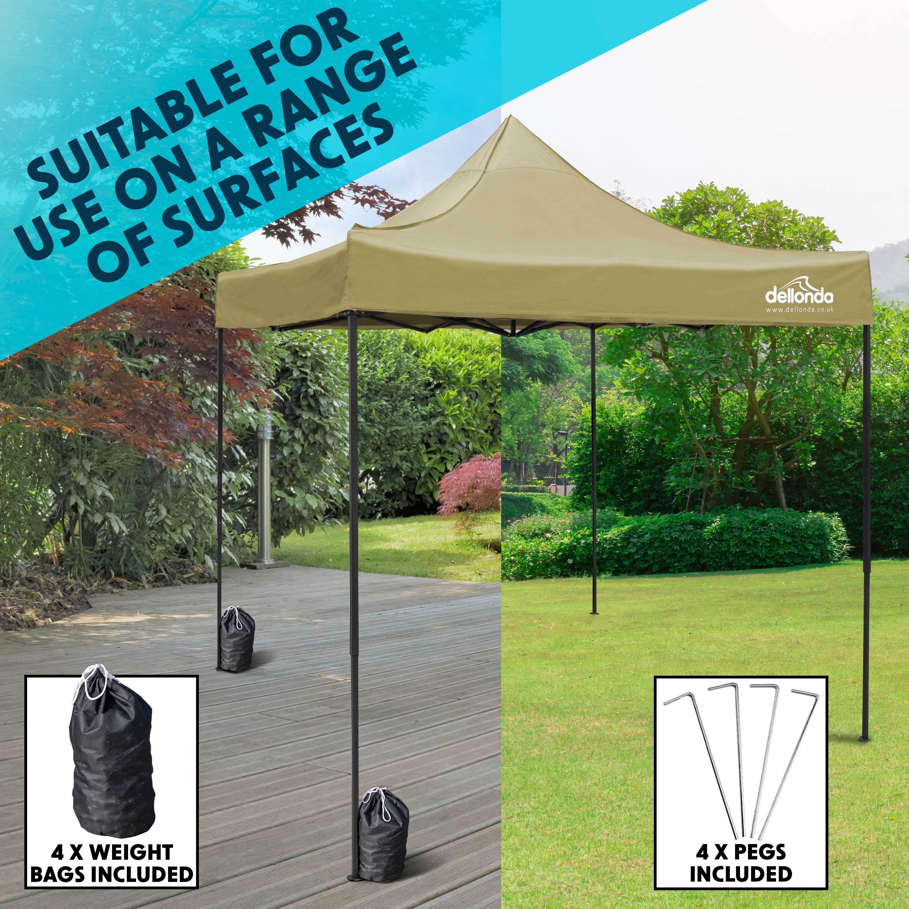 Premium 3x4.5m Waterproof Pop Up Gazebo with Carry Bag, Stakes & Weight Bags - Beige Outdoor Canopy for Camping, Beach, Picnics, and Backyard Parties (Model DG134)