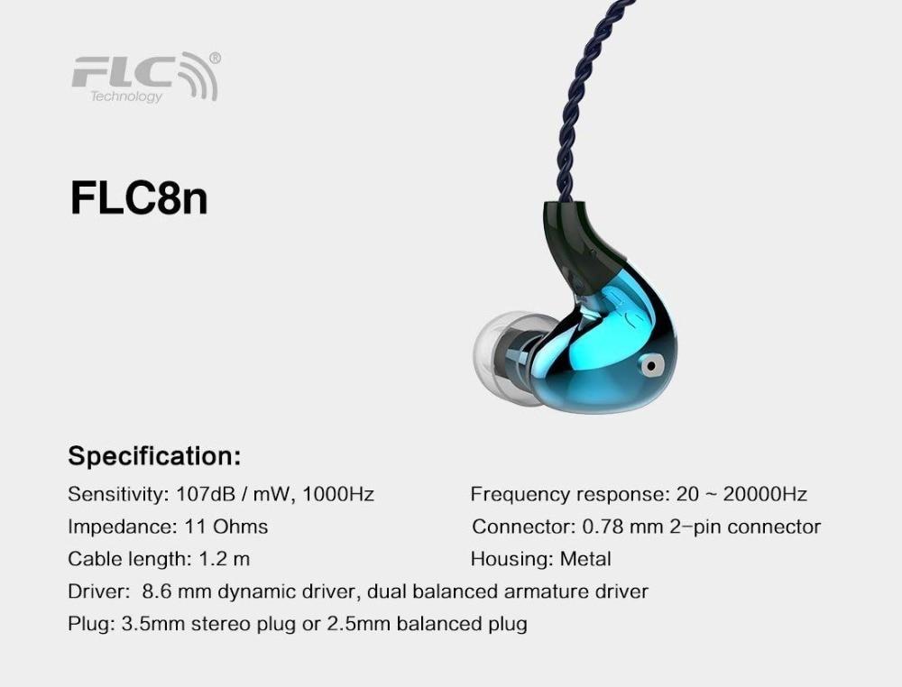 FORREST FLC8N Hybrid Dual Balanced Armature Dynamic In-Ear Headphones with High Resolution Sound - Perfect for Audiophiles, Musicians & Travelers