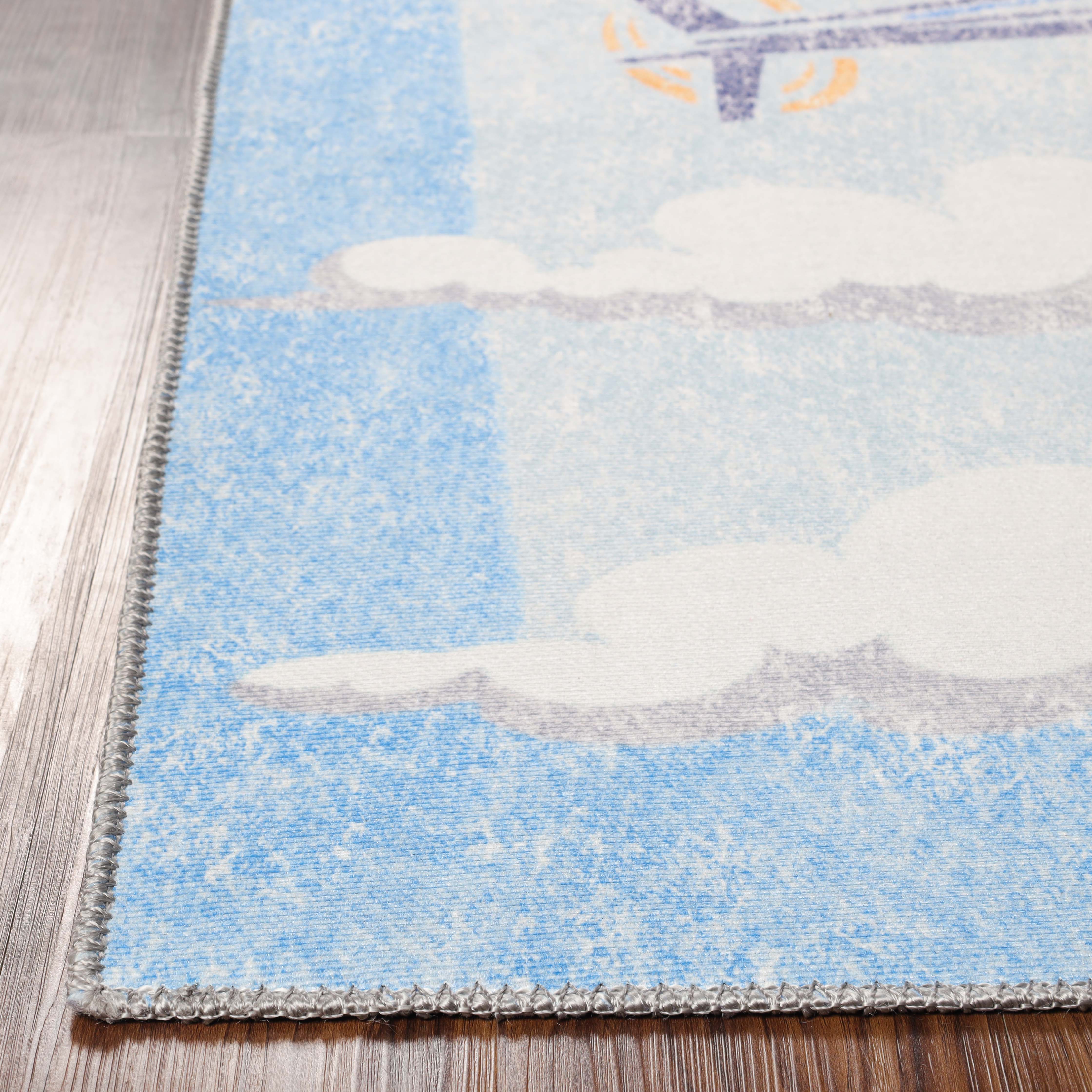 Non-Slip Helicopter Pattern Playroom Rug for Kids - Soft & Safe Floor Mat for Nursery, Bedroom, and Play Areas