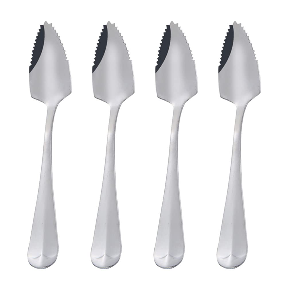 YARNOW 4-Piece Stainless Steel Grapefruit Spoons with Serrated Edges - Perfect for Citrus Fruits, Kiwi, Watermelon & Desserts | Ideal for Breakfast, Fruit Salads & Party Serving
