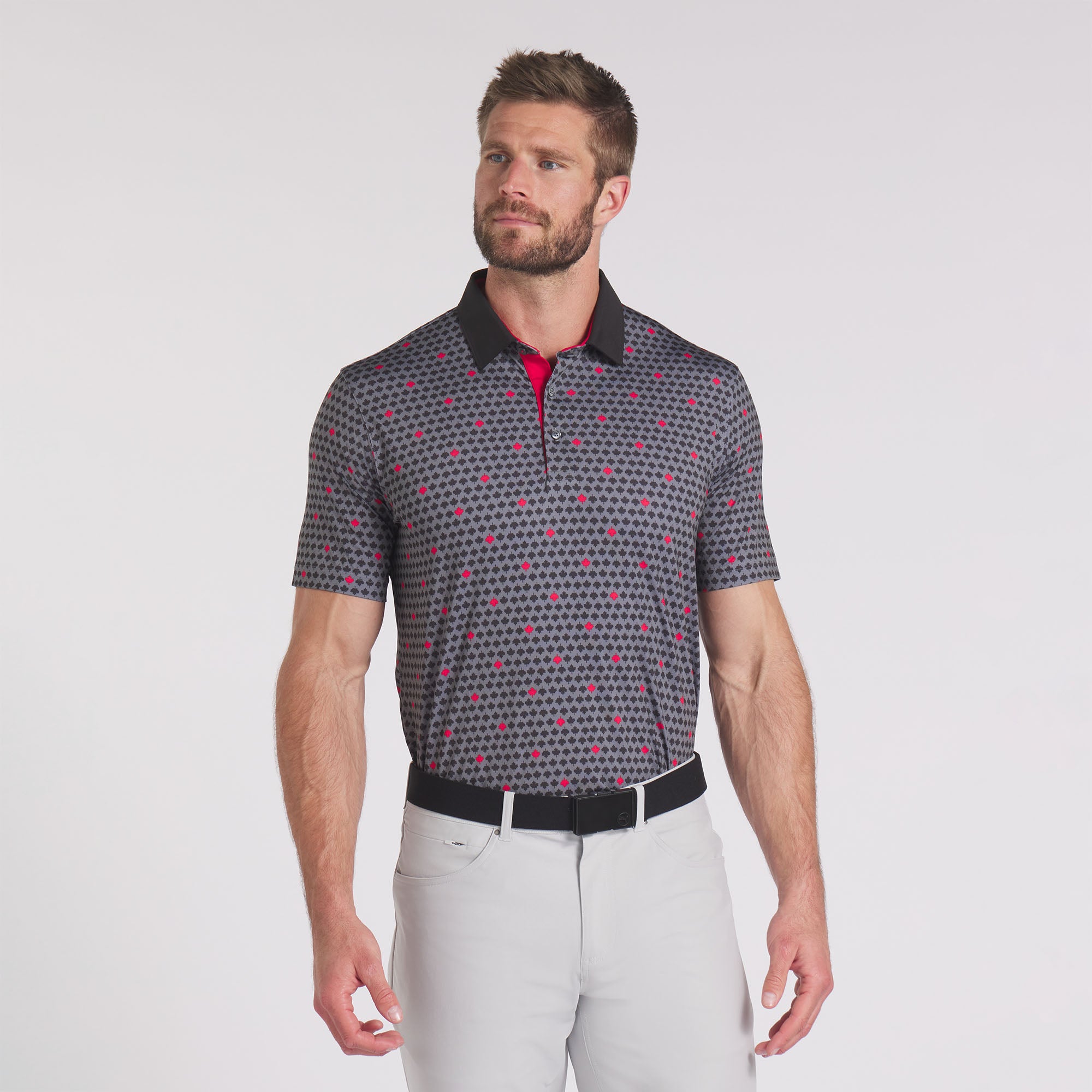 Premium Canada Maple Leaf AOP Golf Polo Shirt for Men - Breathable & Moisture-Wicking - Perfect for Golf, Casual Wear & Outdoor Activities