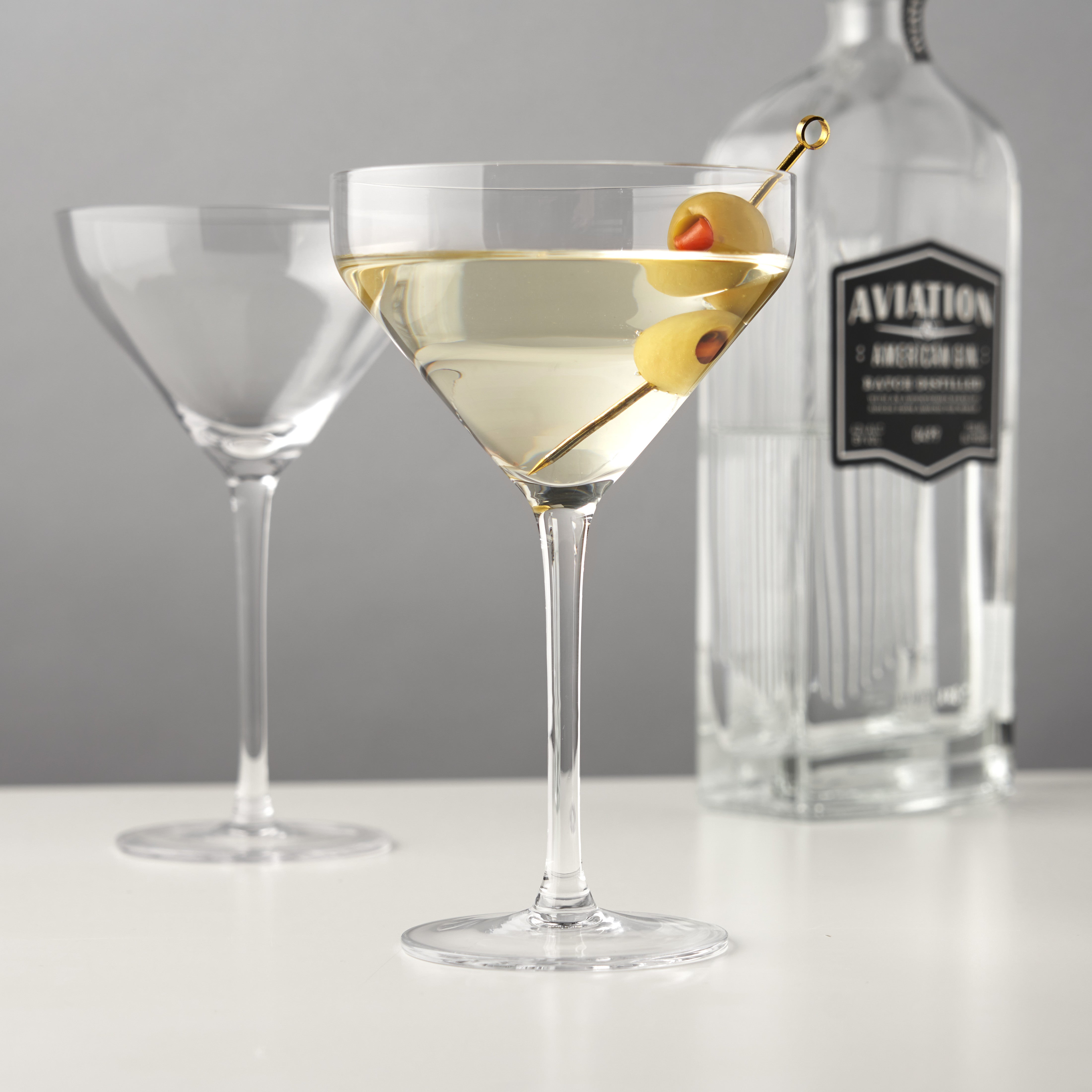 Raye Angled Crystal Martini Glasses Set of 2 - Elegant Cocktail Glasses for Martini, Margarita & Champagne - Perfect for Parties, Weddings & Home Bar Decor