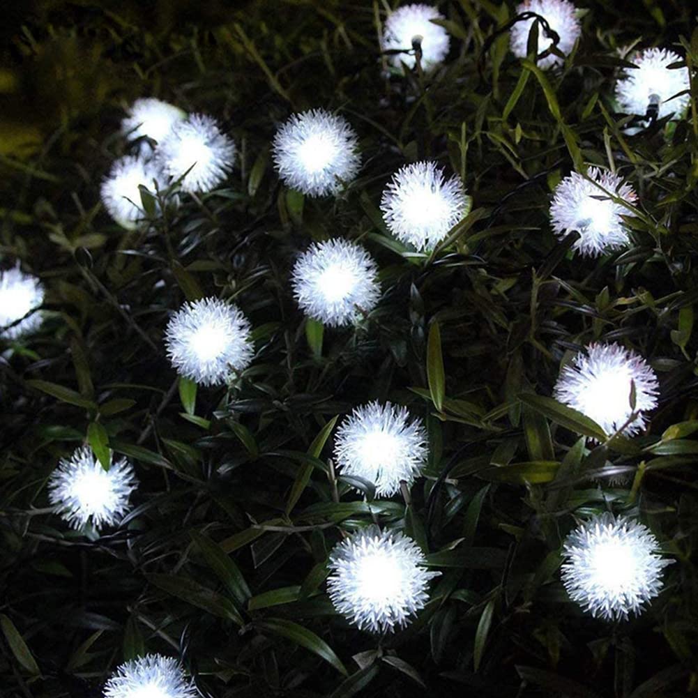 20LED Solar Dandelion String Lights Outdoor Waterproof - Fairy Twinkle Wire Lights for Patio, Garden, Landscape & Christmas Decoration - Energy Saving Solar Powered LED Lights for Backyard, Wedding, Party