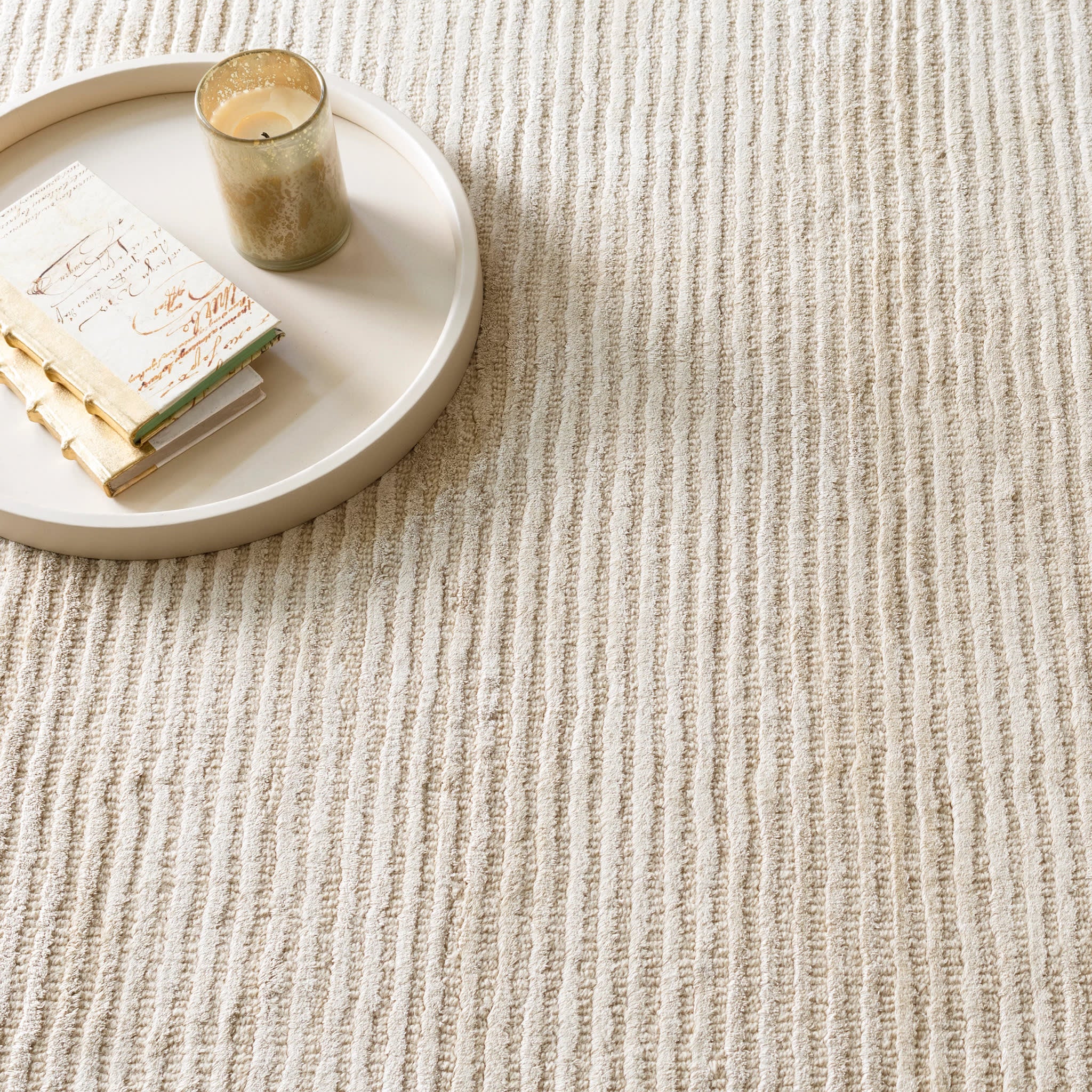 Hand Knotted Viscose/Wool Striped Area Rug in Ivory - Perfect for Living Room, Bedroom & Home Decor