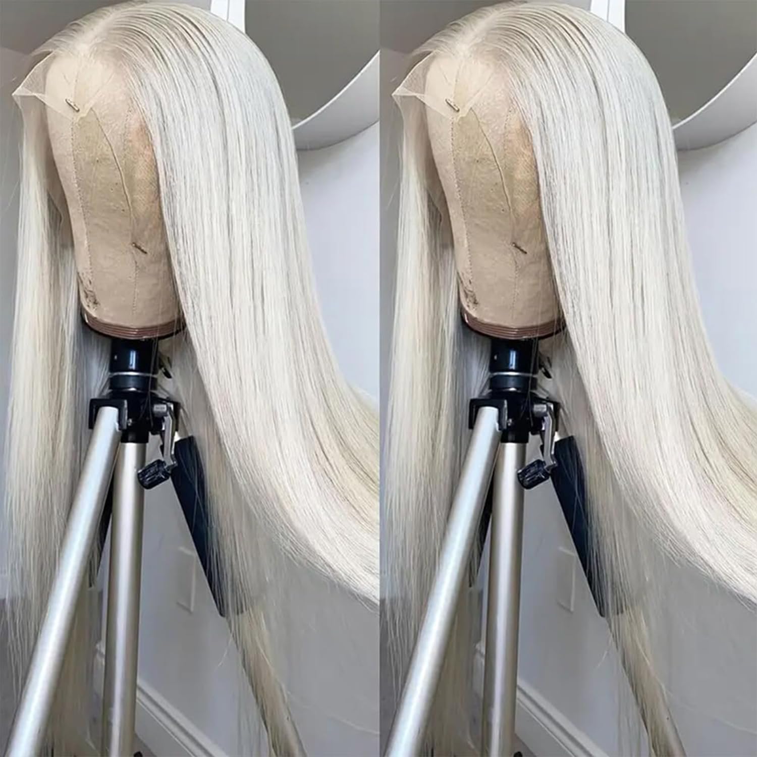 Missyvan Platinum Blonde Heat Resistant Synthetic Lace Front Wig - Long Straight White Hair Wig for Women | Fashionable Daily Wear, Cosplay & Special Occasions