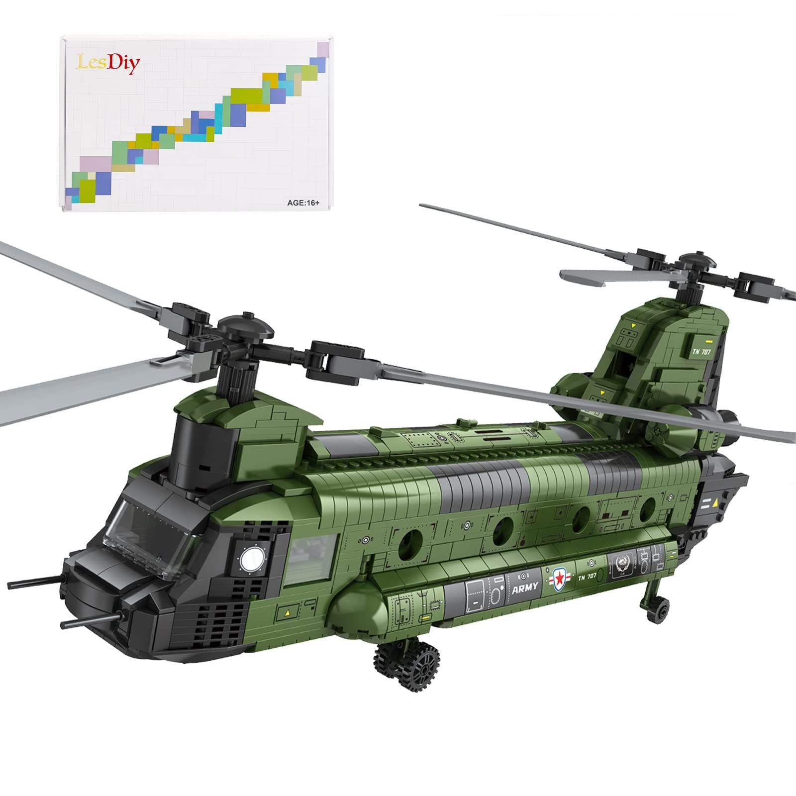 Yegan Military CH-47 Transport Helicopter Building Blocks Set - 1,622 PCS Lego-Compatible MOC DIY Aircraft Model Kit for Creative Construction & Collection | Perfect for Military Enthusiasts, STEM Education & Display Showcase