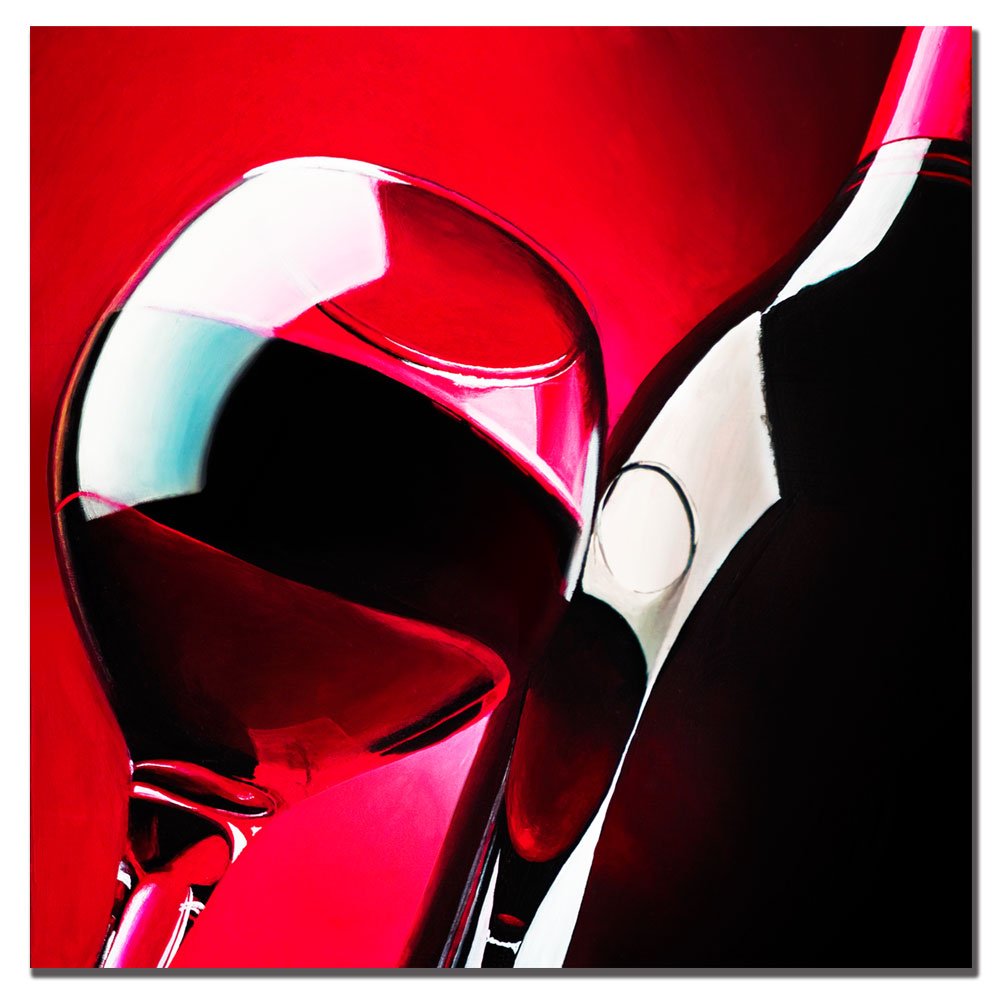 Trademark Art Red Wine Giclee Canvas Print - 18x18 Inch Wall Art Decor for Dining Room, Kitchen & Home Bar