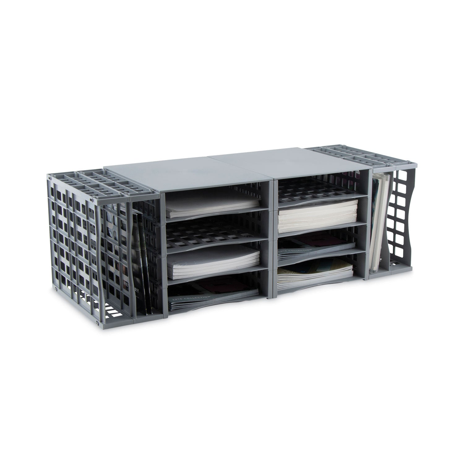 Advantus Snap Configurable Tray System - 12 Compartments Organizer, 22.75 x 9.75 x 13 Inches, Gray Storage Bin for Office, Garage, Workshop & Craft Supplies