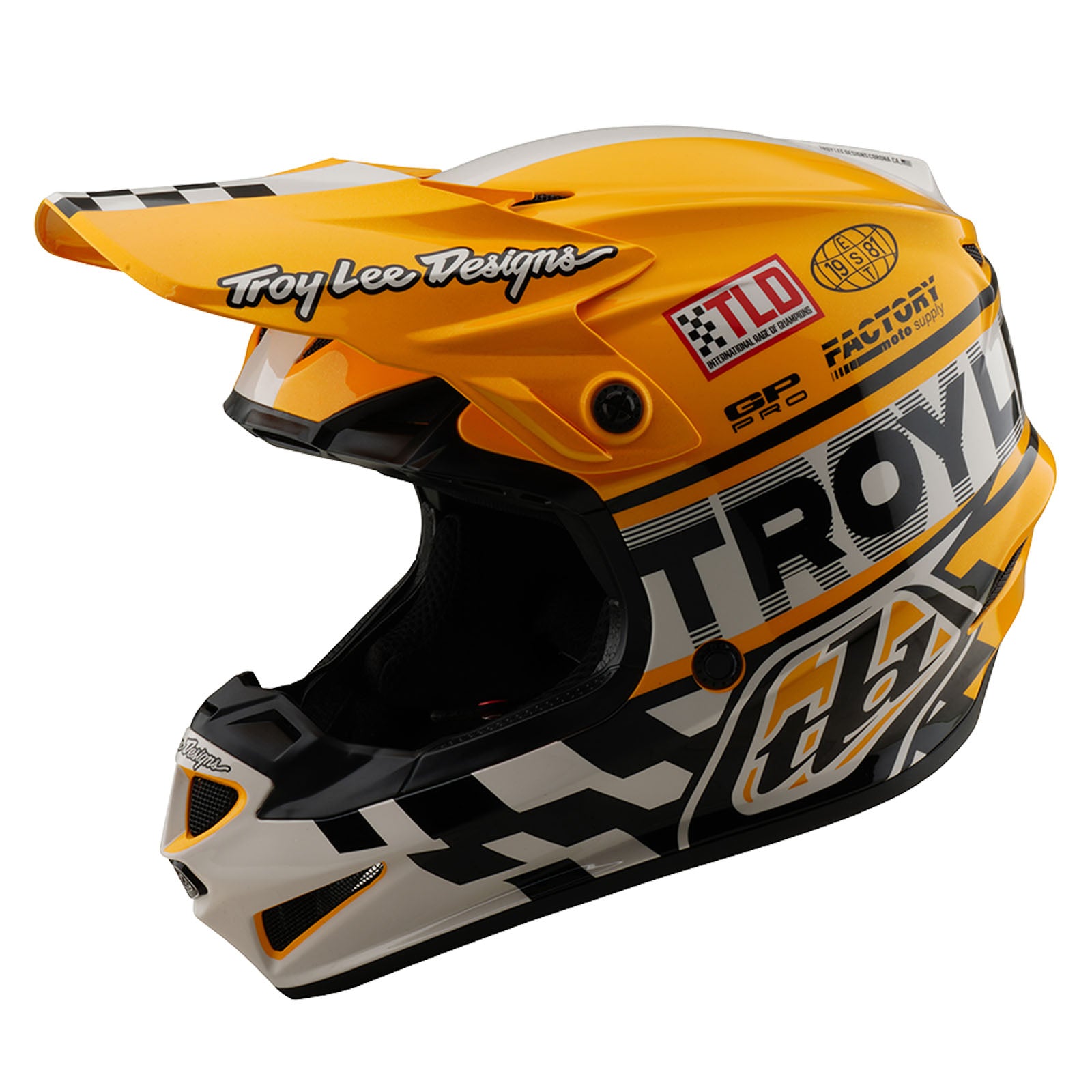 Youth GP Pro Helmet Fifty 50 White/Gold - Lightweight Motorcycle Racing Helmet for Kids & Teens - Perfect for Motocross, Dirt Biking & ATV Riding