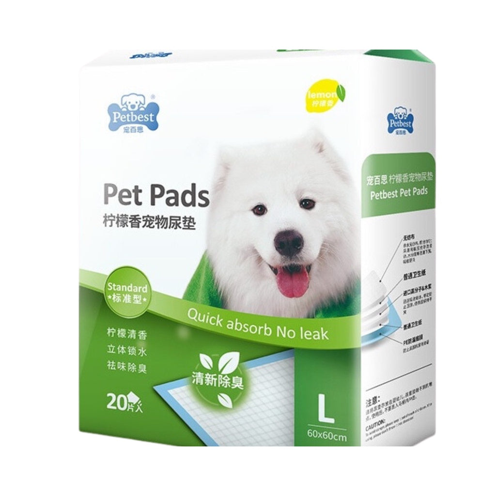 PETBEST Lemon & Charcoal Scented Dog Pee Pads - Ultra Absorbent, Leak Proof Puppy Training Pads (S/M/L/XL) - Ideal for Housebreaking, Crate Training & Senior Dogs with Incontinence