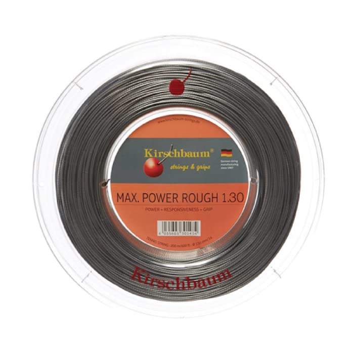 Kirschbaum Reel MAX Power Rough Tennis String – 1.30mm/16-Gauge, Silver Grey | Durable Polyester String for Enhanced Spin & Control | Perfect for Competitive Play & Tournament Matches