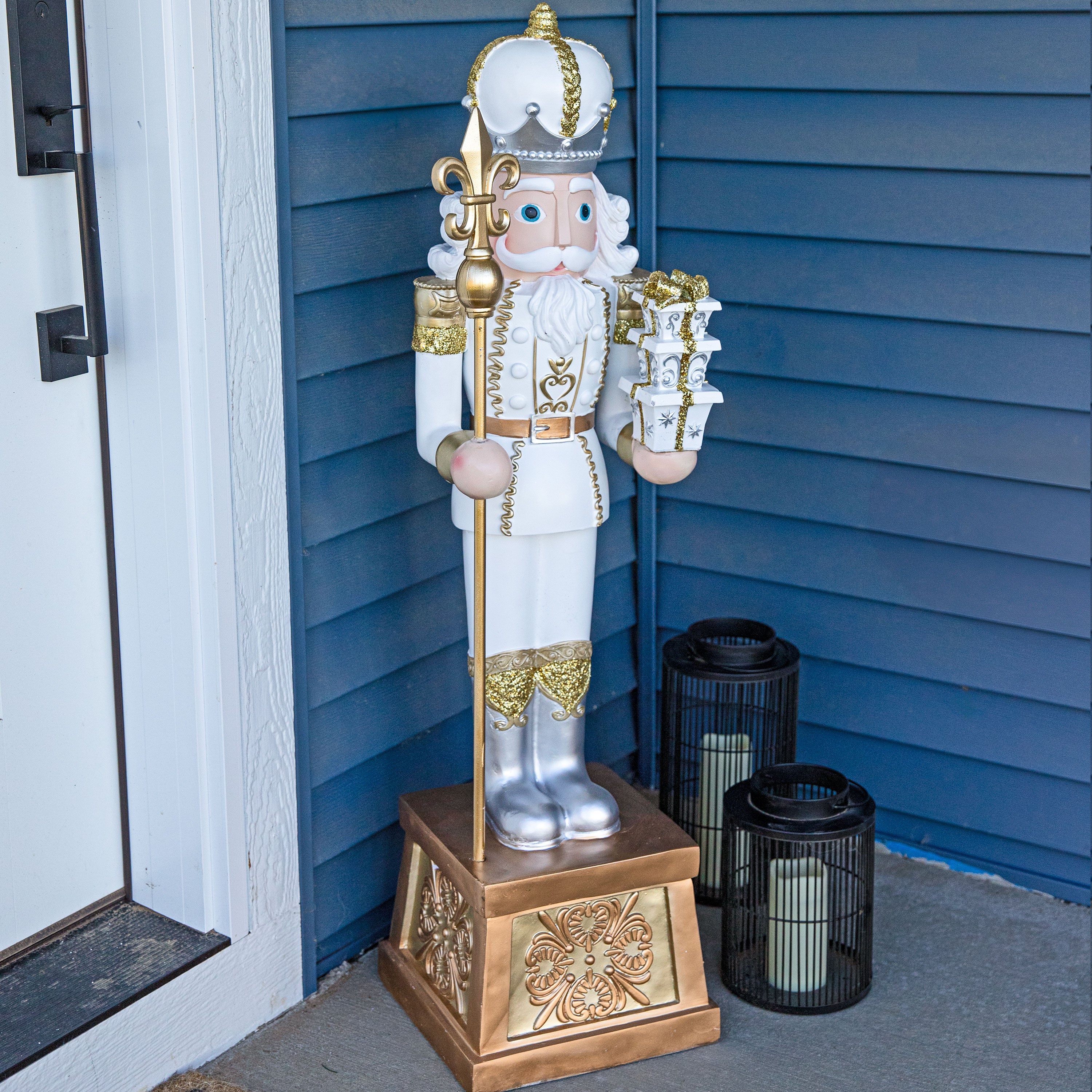 Sunnydaze Pierre the Fleur de Lis Christmas Nutcracker Statue - 47