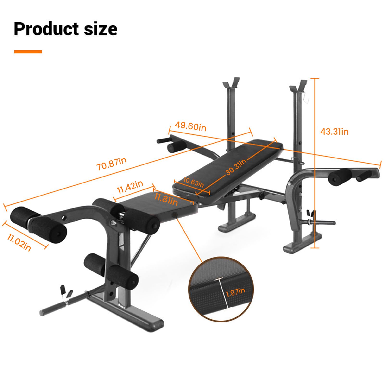 **4-in-1 Adjustable Weight Bench with Bench Press Rack, Weights & Barbell Set – Heavy Duty Dual-Function Home Gym Equipment for Leg Extension & Curl – Perfect for Strength Training & Full-Body Workouts**