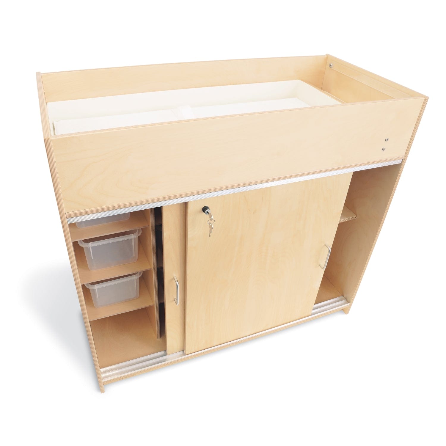 Whitney Brothers EZ Clean Birch Baby Changing Table with 6 Storage Trays - Perfect for Nursery, Daycare & Home Organization