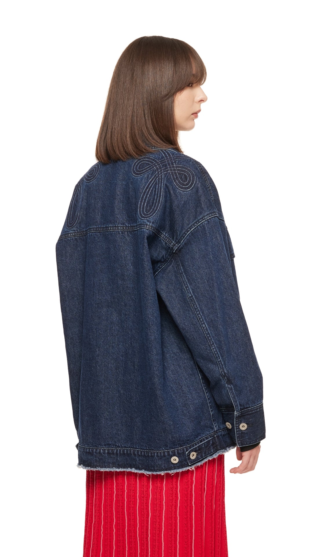 Stylish Oversized Denim Jacket with Corded Braiding - Trendy Women's Fashion for Casual Outings & Streetwear Looks
