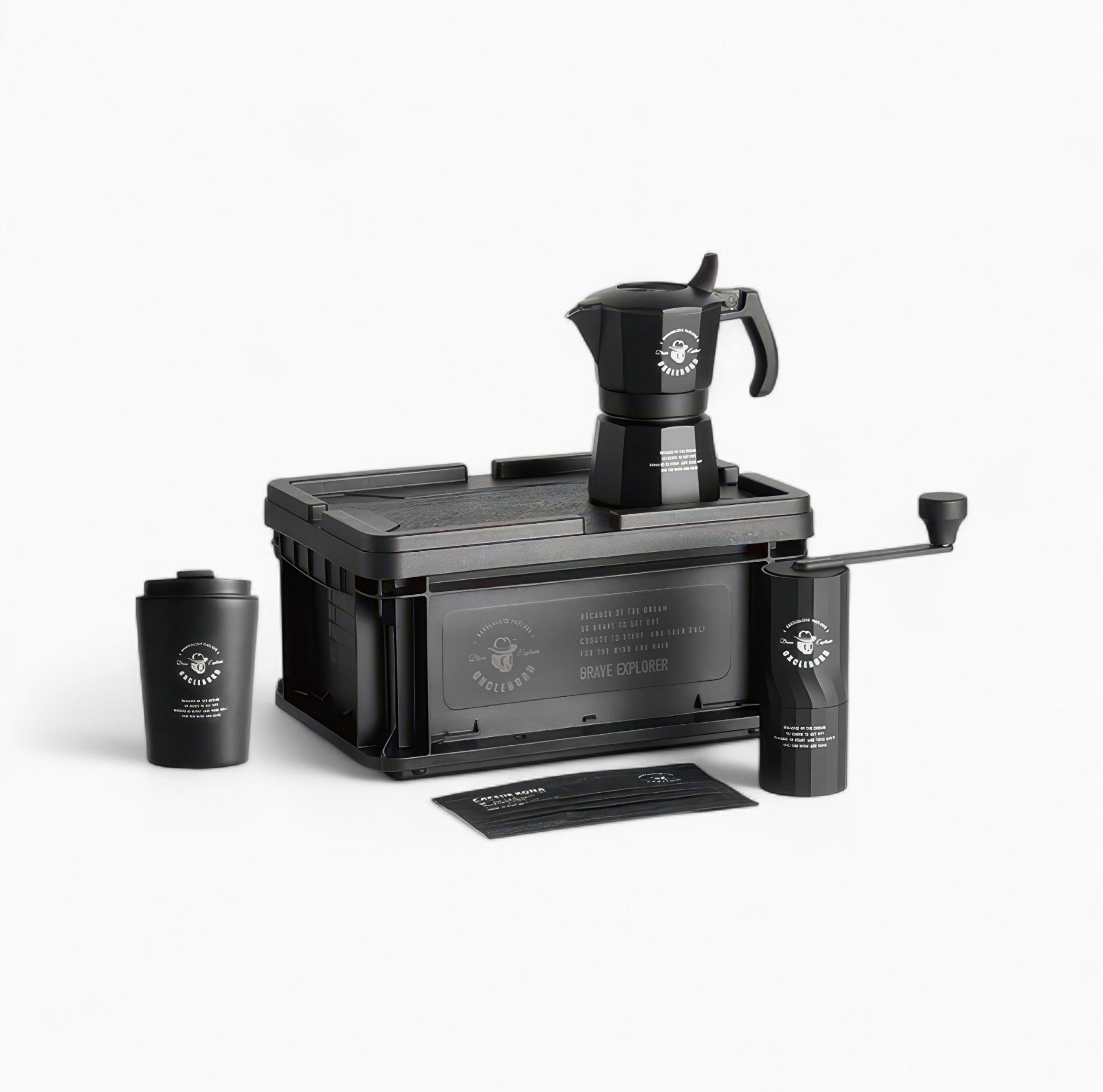 Portable Travel Coffee Kit with Moka Pot & Manual Grinder - Compact Espresso Maker Set for Camping, Hiking & Outdoor Adventures