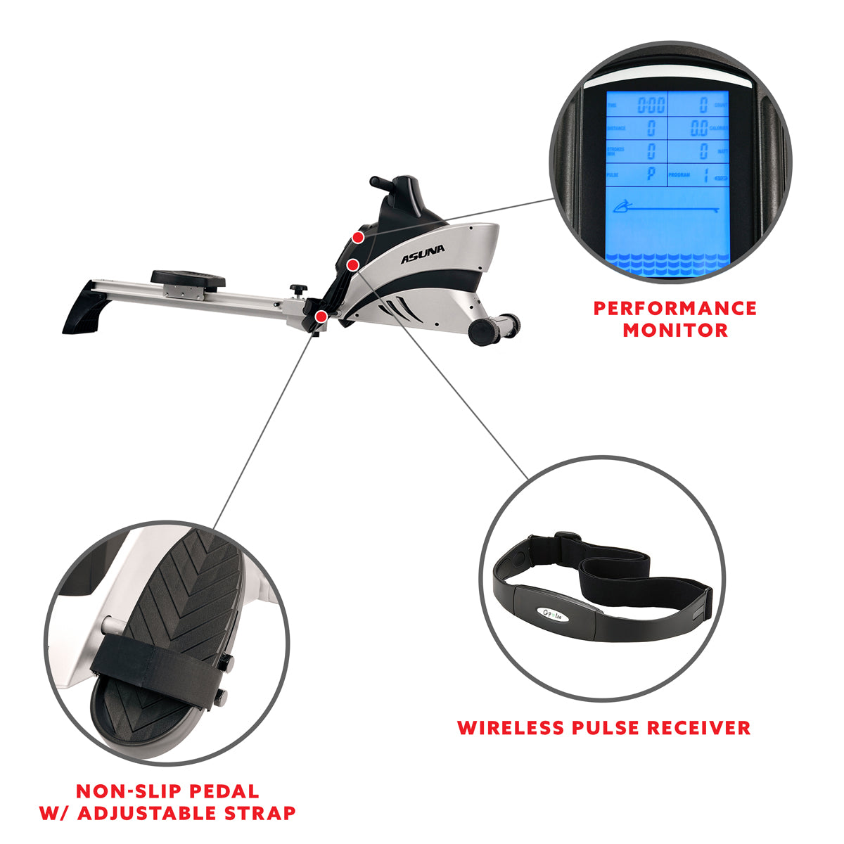 Commercial Folding Rowing Machine with Heart Rate Monitor - Heavy Duty Home Gym Equipment for Cardio & Full Body Workout - Perfect for Small Spaces & Home Fitness