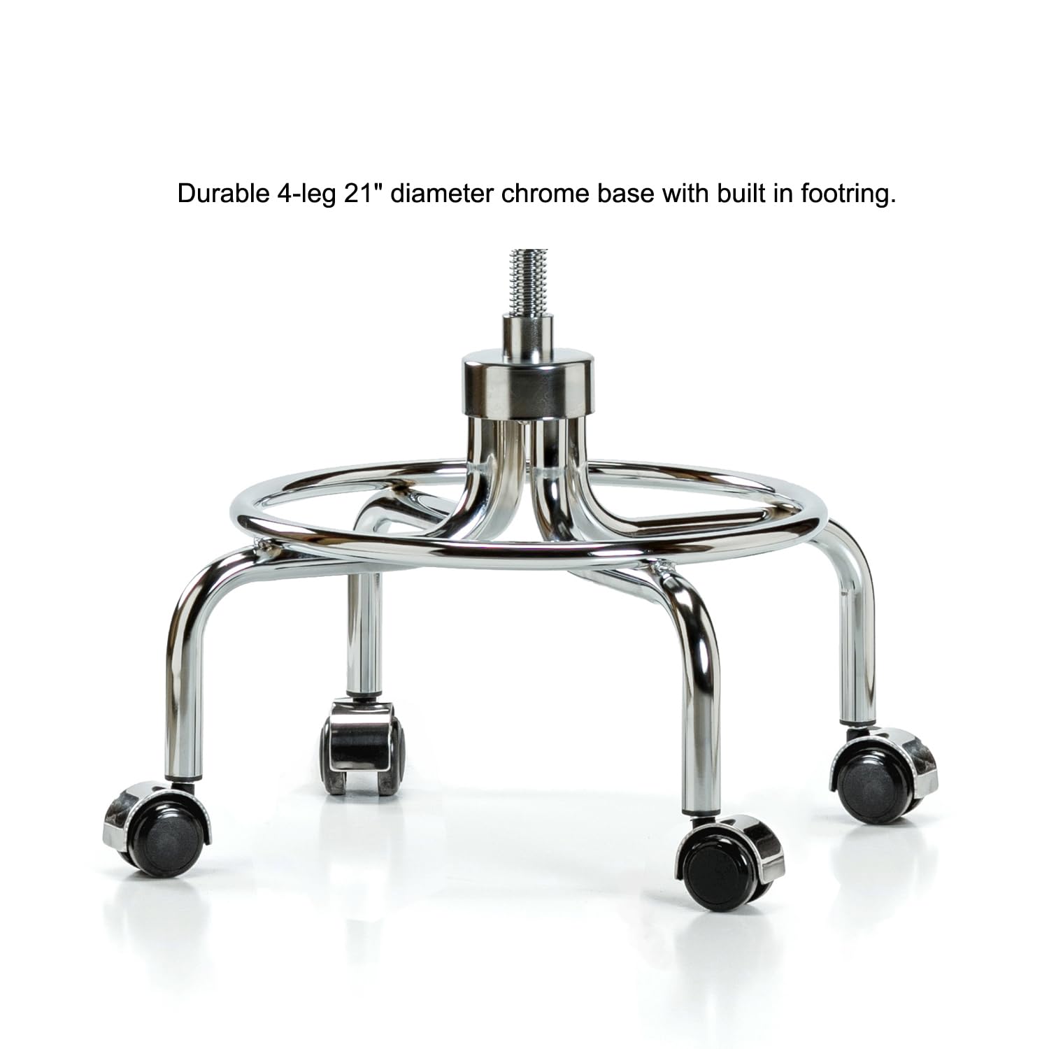 Retro Rolling Exam Stool with Wheels - Black Fabric Perch Stool for Hardwood & Tile Floors - Perfect for Medical Offices, Classrooms & Home Workspaces