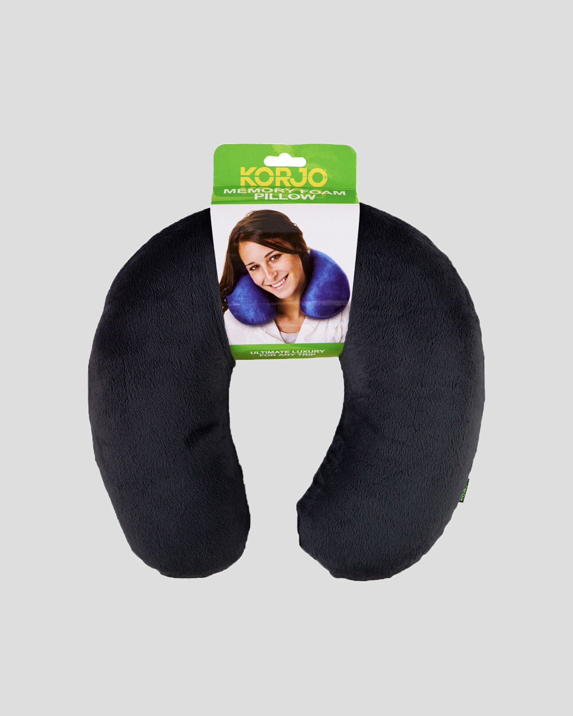 Korjo Memory Foam Pillow - Premium Orthopedic Support for Neck & Back Pain Relief - Black - Perfect for Side, Back & Stomach Sleepers - Home & Travel Use