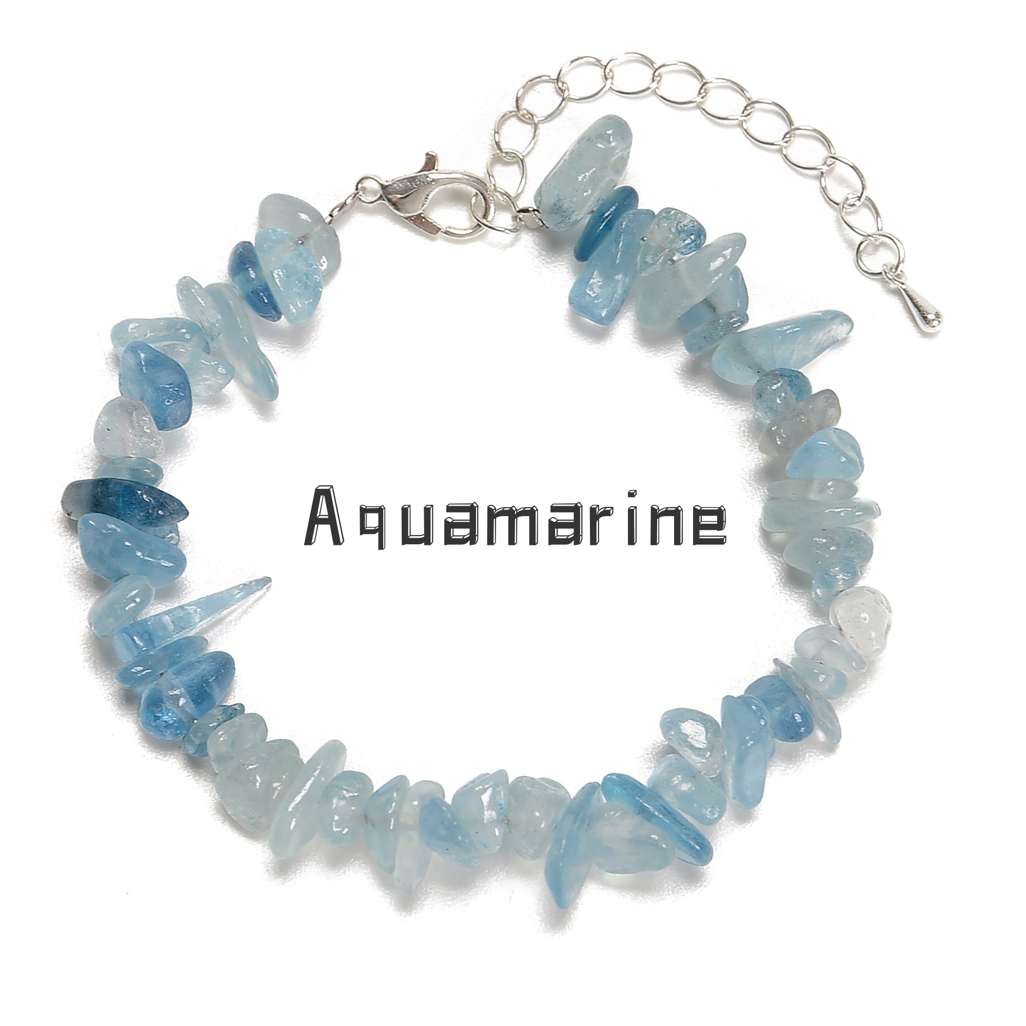 02 Mixed Gemstone Chips Bracelet with Silver Plated Clasp - 5mm & 8mm Beads, 7